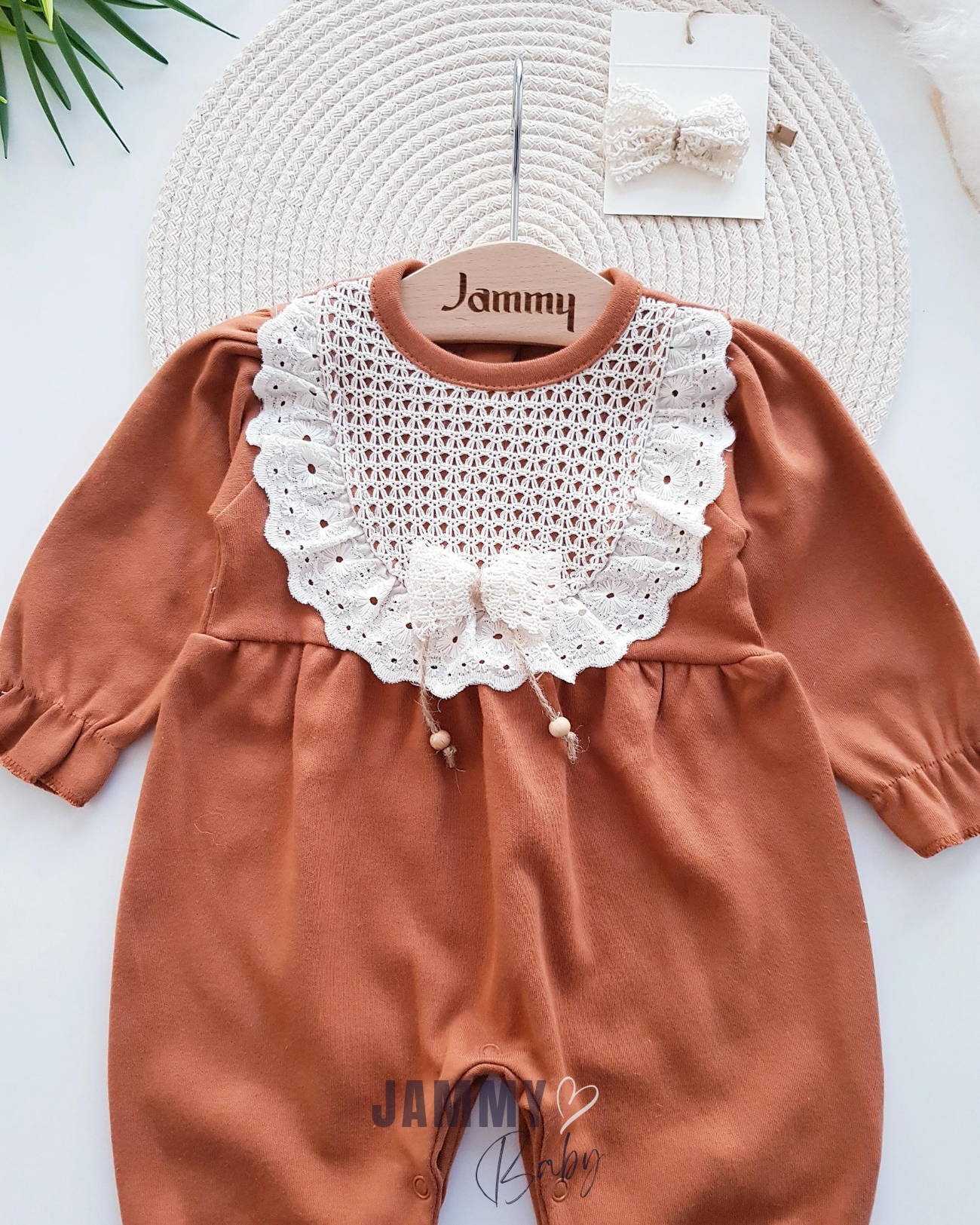 Amelia Buckled Lace Robe Gedetailleerde Jumpsuit Set-BRUIN