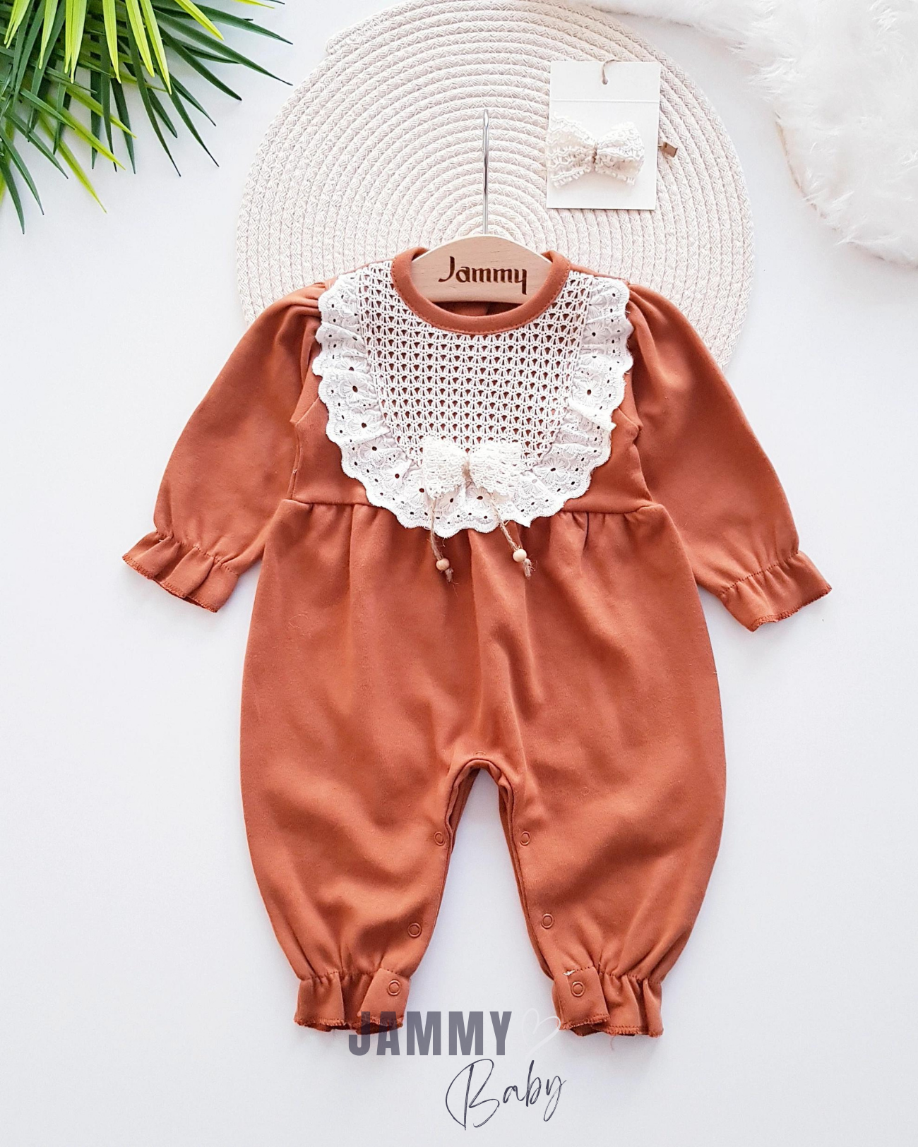 Amelia Buckled Lace Robe Gedetailleerde Jumpsuit Set-BRUIN
