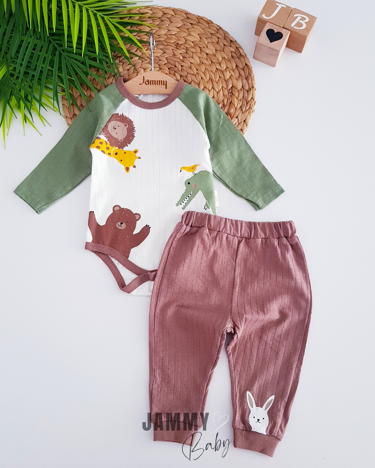 Animals Jacquard 2-delige set - GROEN