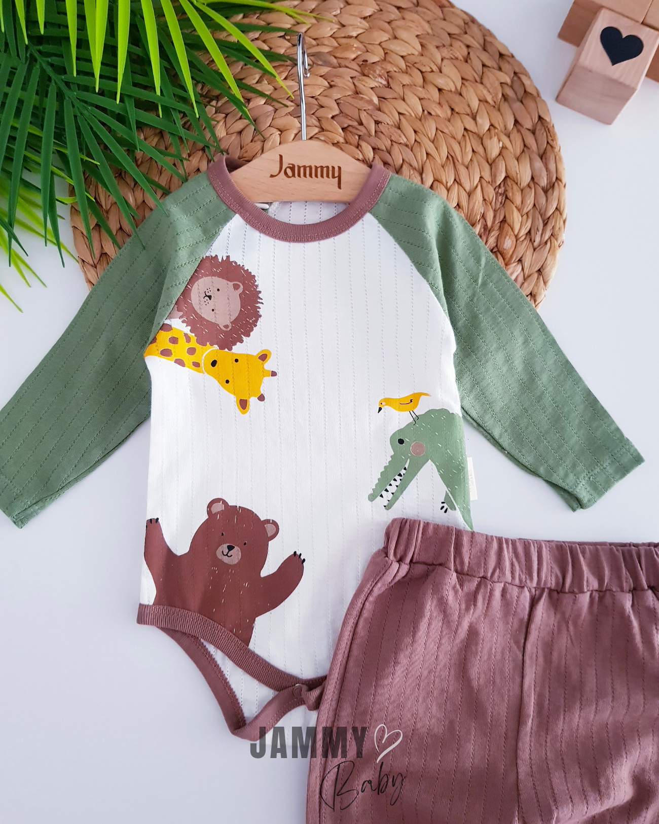 Animals Jacquard 2-delige set - GROEN
