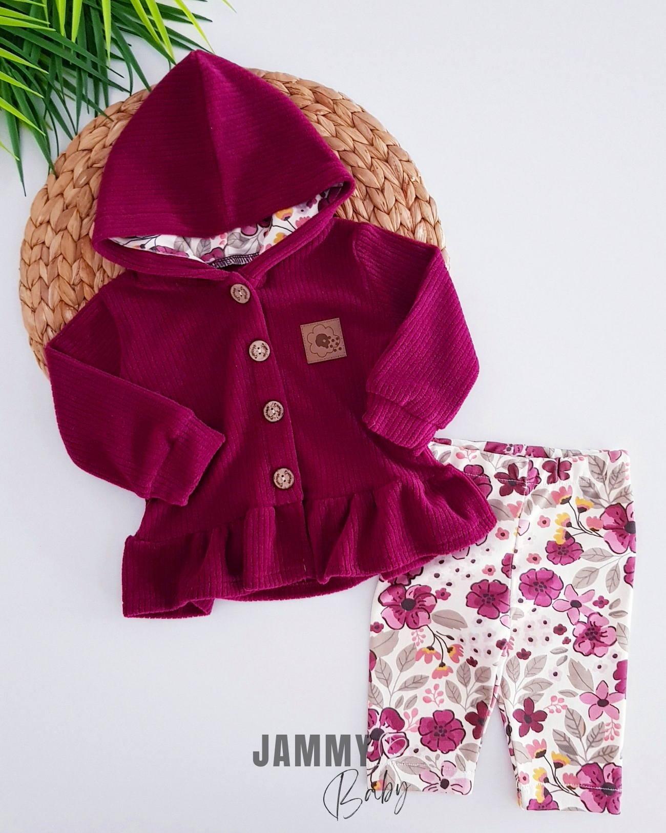 2-delige set met zonnebloempanty en geribbeld fleecevest - DAMSON