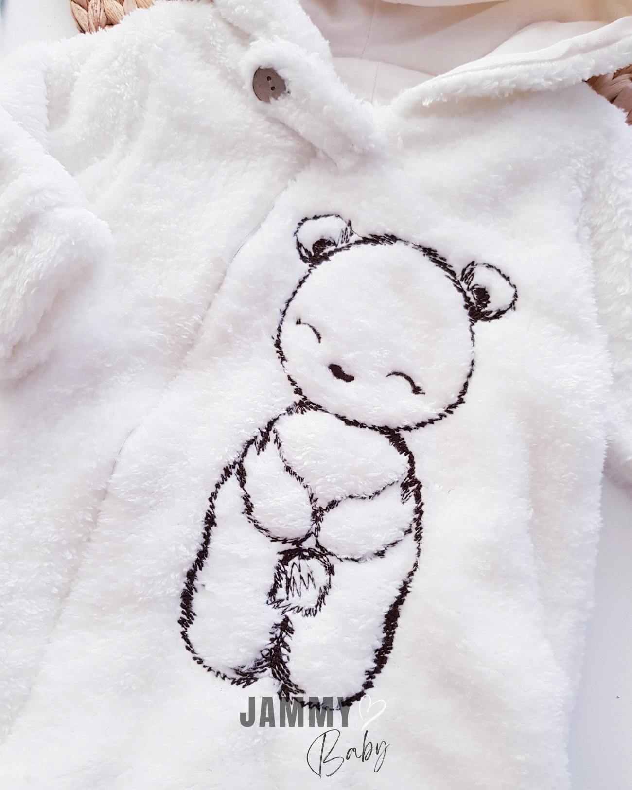 Teddy Ayı İşlemeli Peluş Tulum-MAVİ
