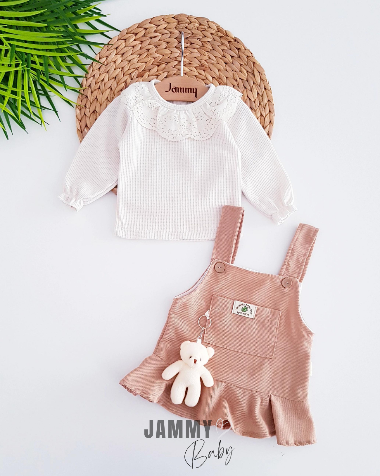 Teddy Bear Gilet Elbise ve Vücut Takımı-BEIGE