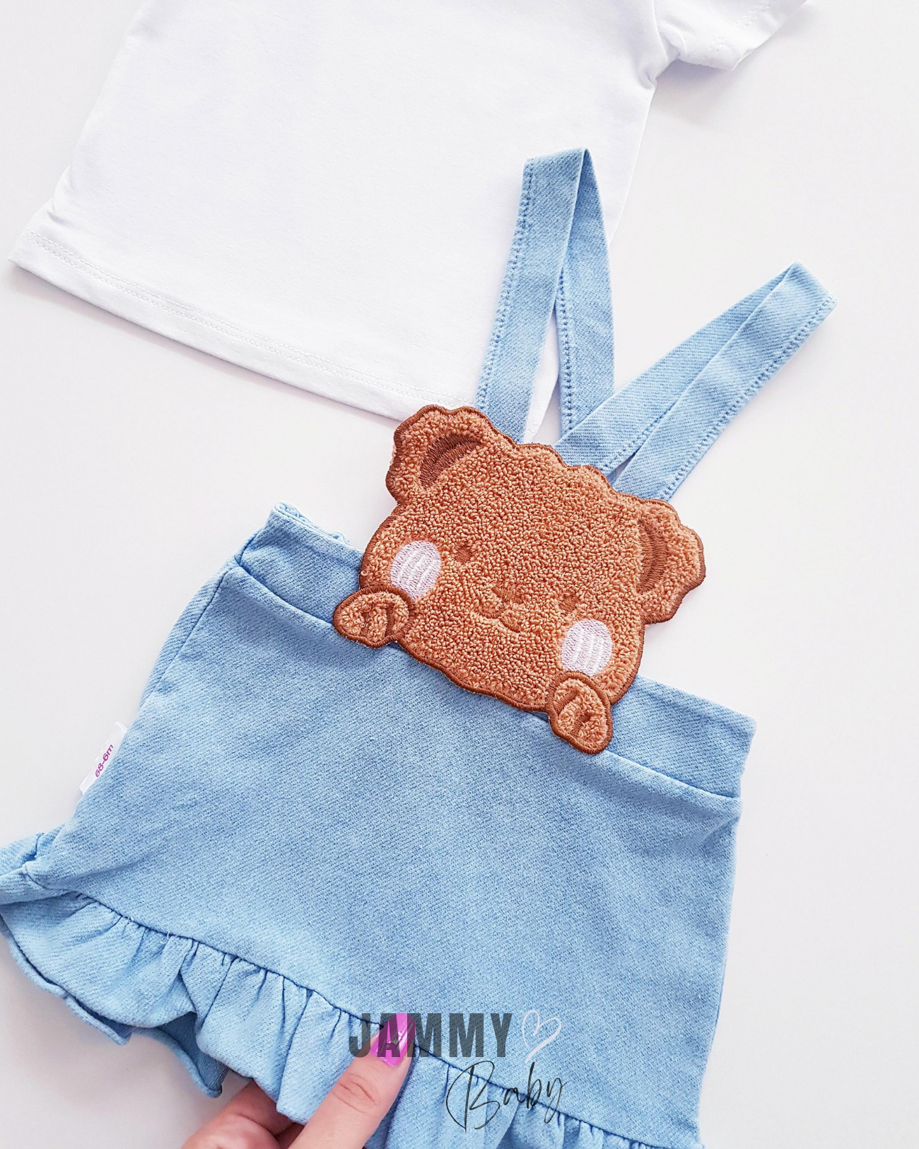 Teddy Bear Gilet Elbise Tişört Takımı-DENIM