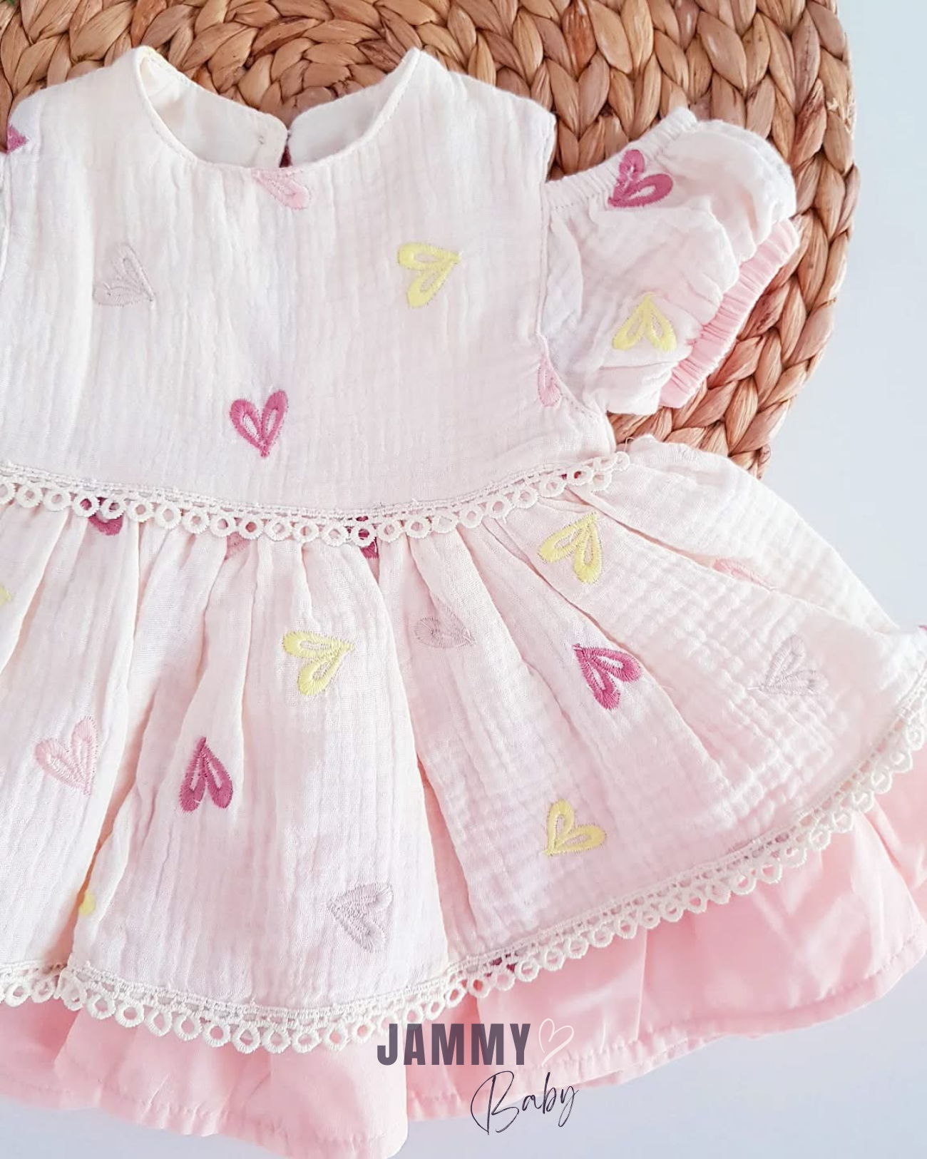 Belinda Schouderdetail Hart Geborduurde Jurk - Crème