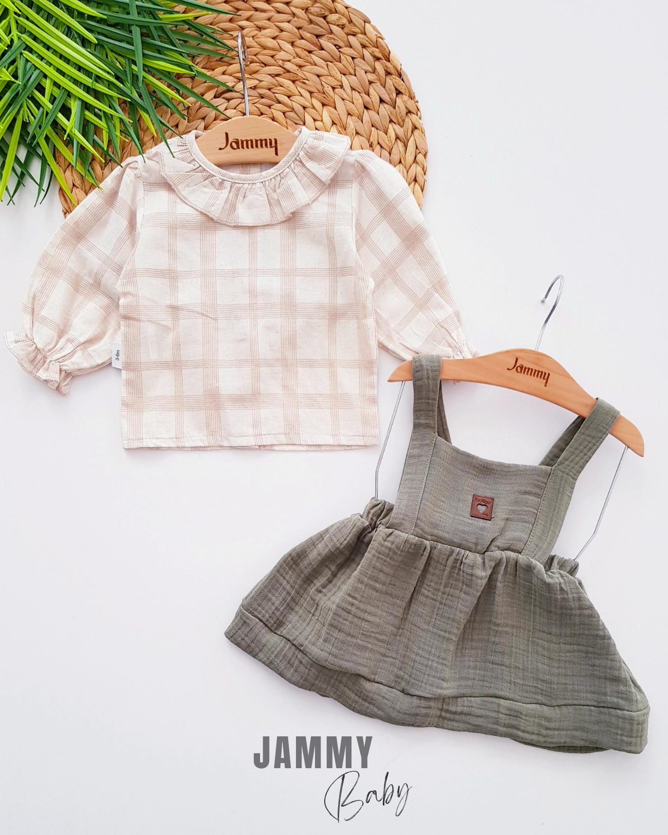 Bella mousseline jurk en shirt set-GROEN