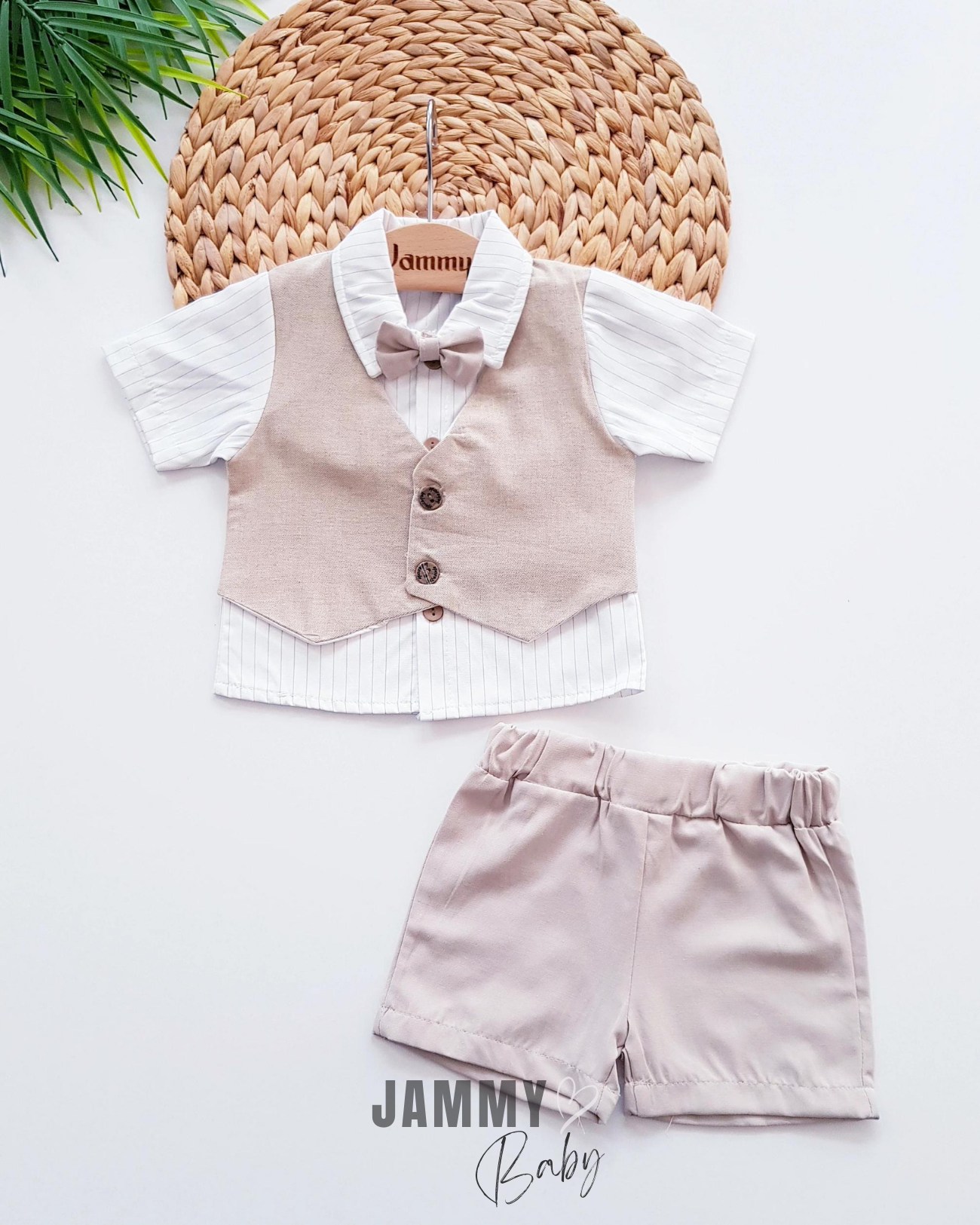 Calvin shirt en shorts, 2-delige set-BEIGE