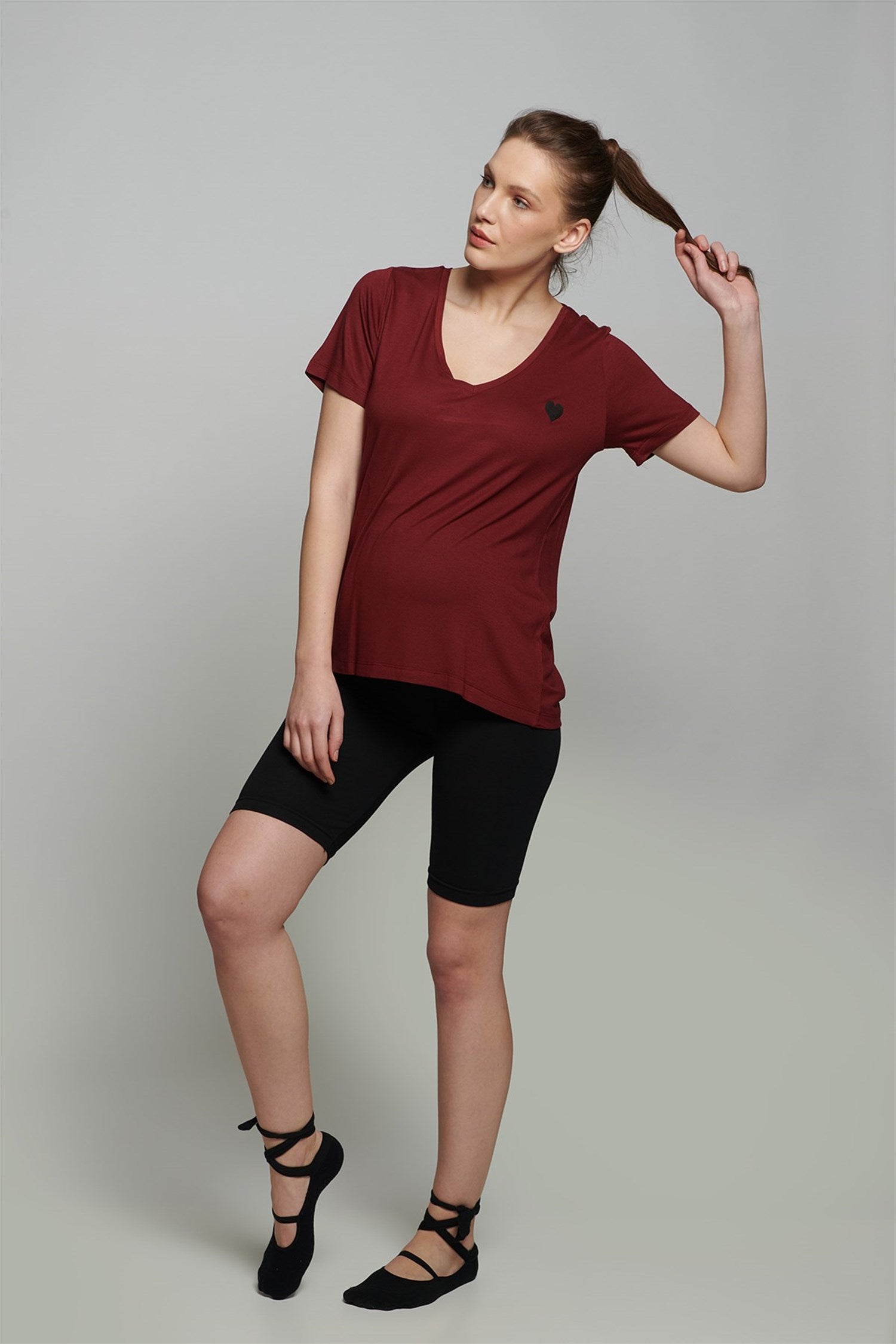 Carmen zwangerschapsset met shorts - Claret Red