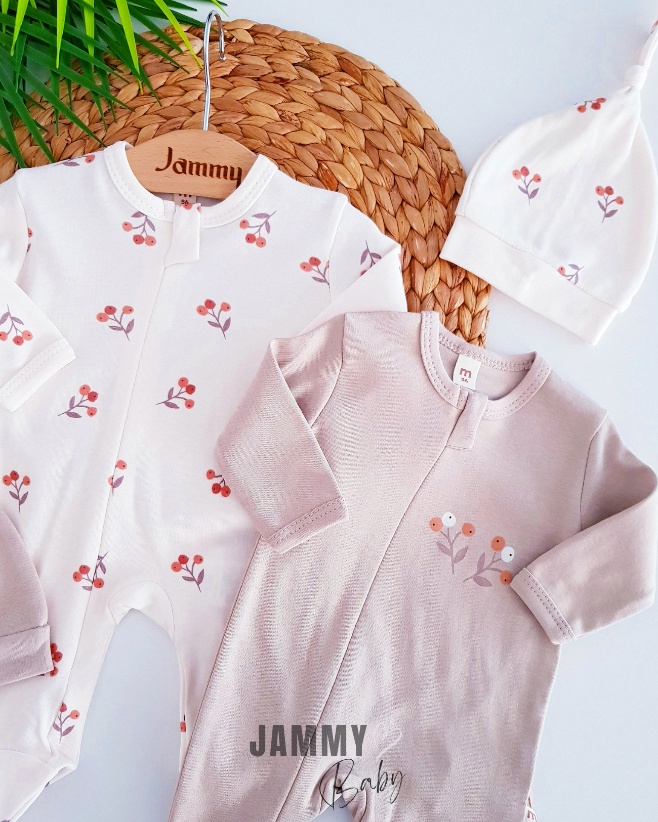 Çiçek Baskılı Fermuarlı 2 Parçalı Tulum Takımı-BEIGE