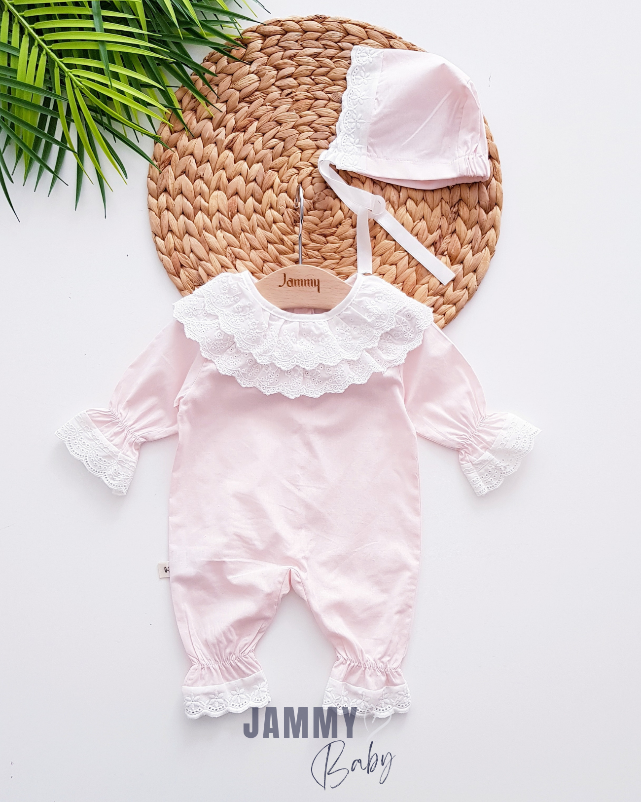 Ensemble combinaison en dentelle festonnée Coraline-PINK