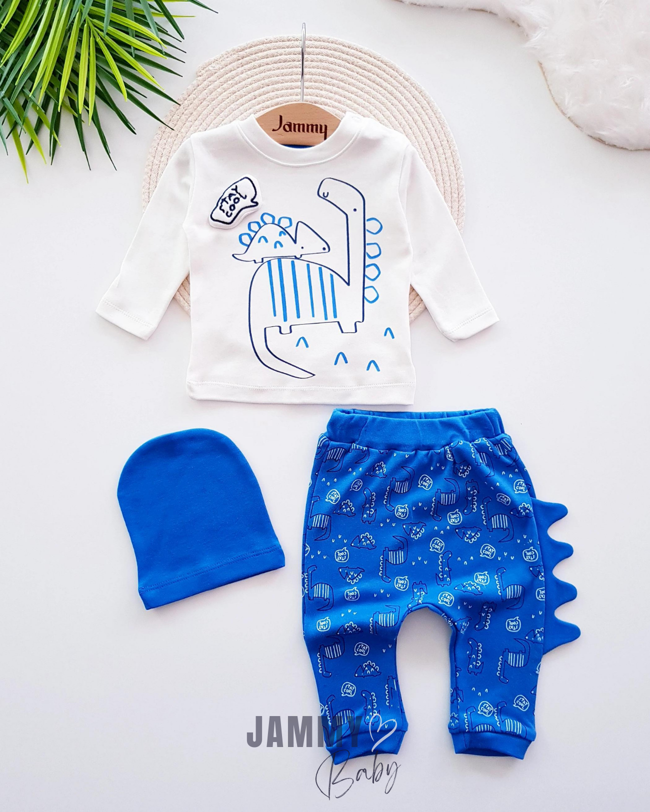 Seizoensgebonden 3-delige set met dinosaurusthema, SAKS BLAUW