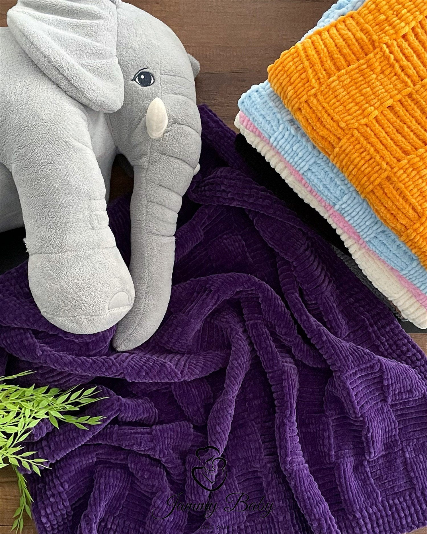 Handgebreide babydeken - PAARS