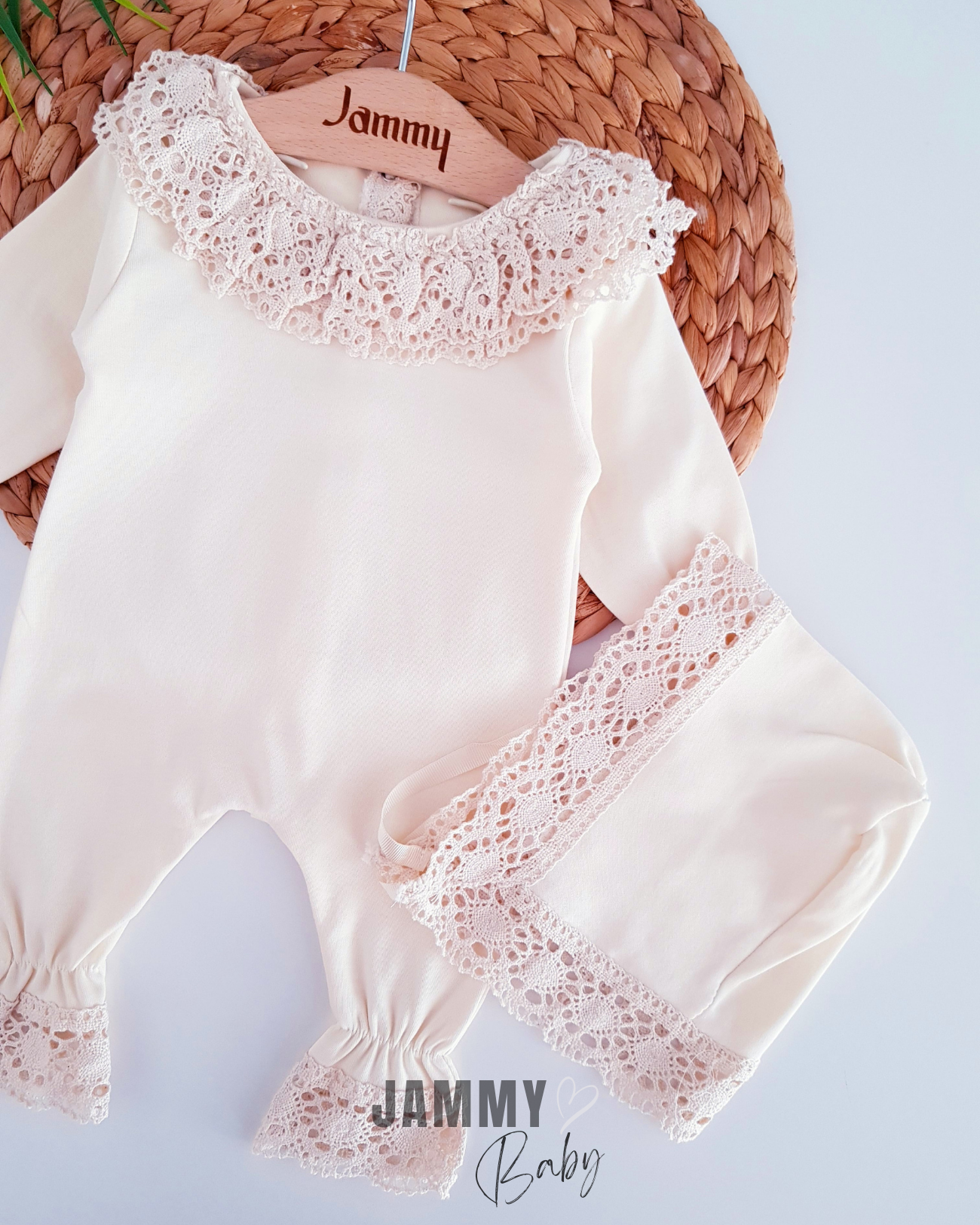 Elisa Lace Laura Şapka Tulum Takımı-NATURAL