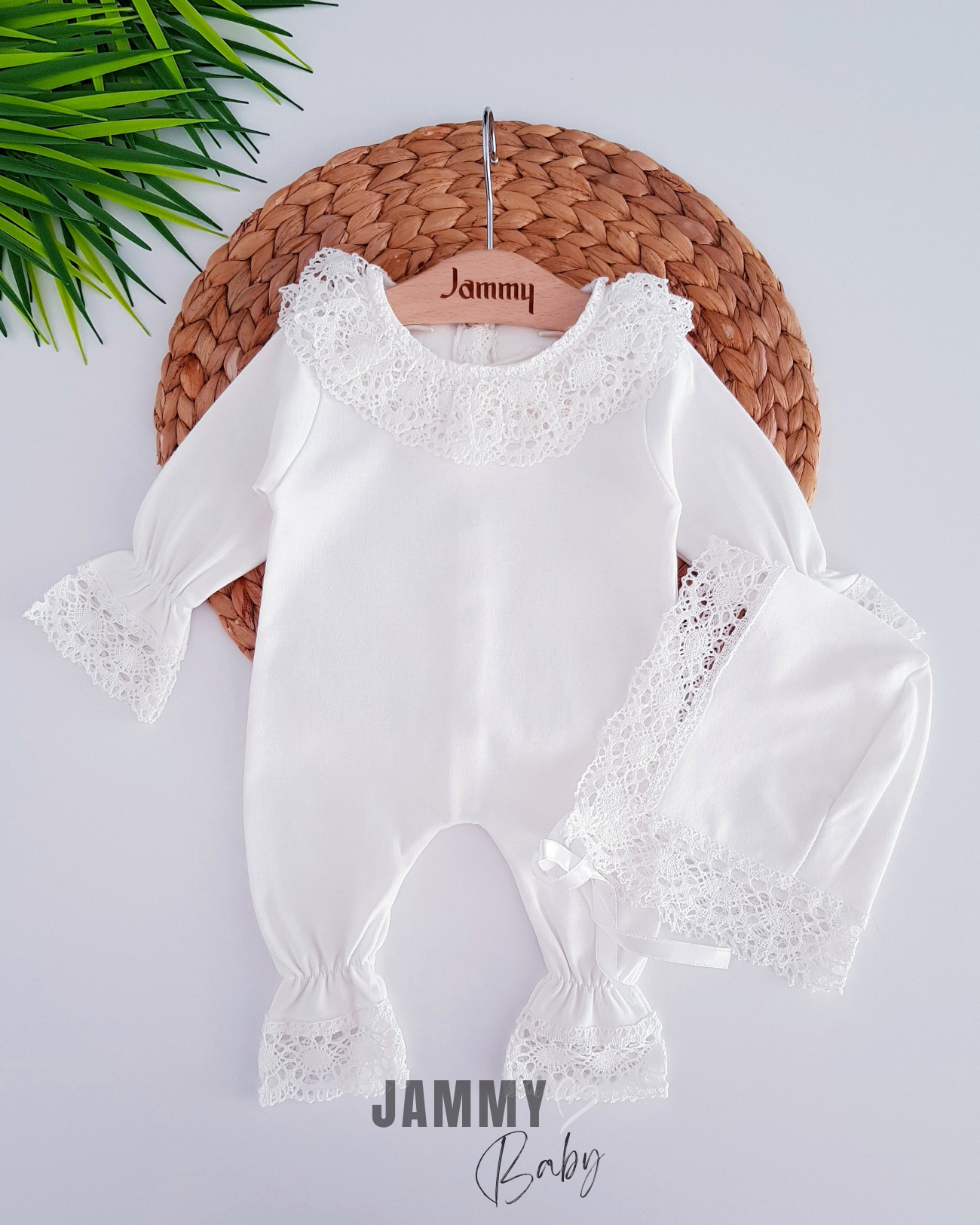 Elisa Lace Laura Şapka Tulum Takımı-BEYAZ