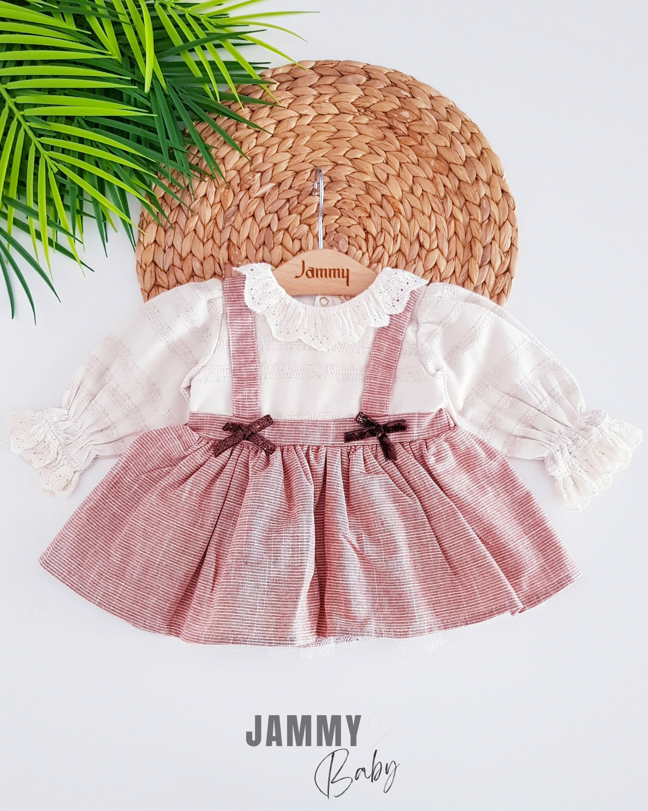 Ella Keten Dokuma Gingham Elbise-KAHVERENGİ