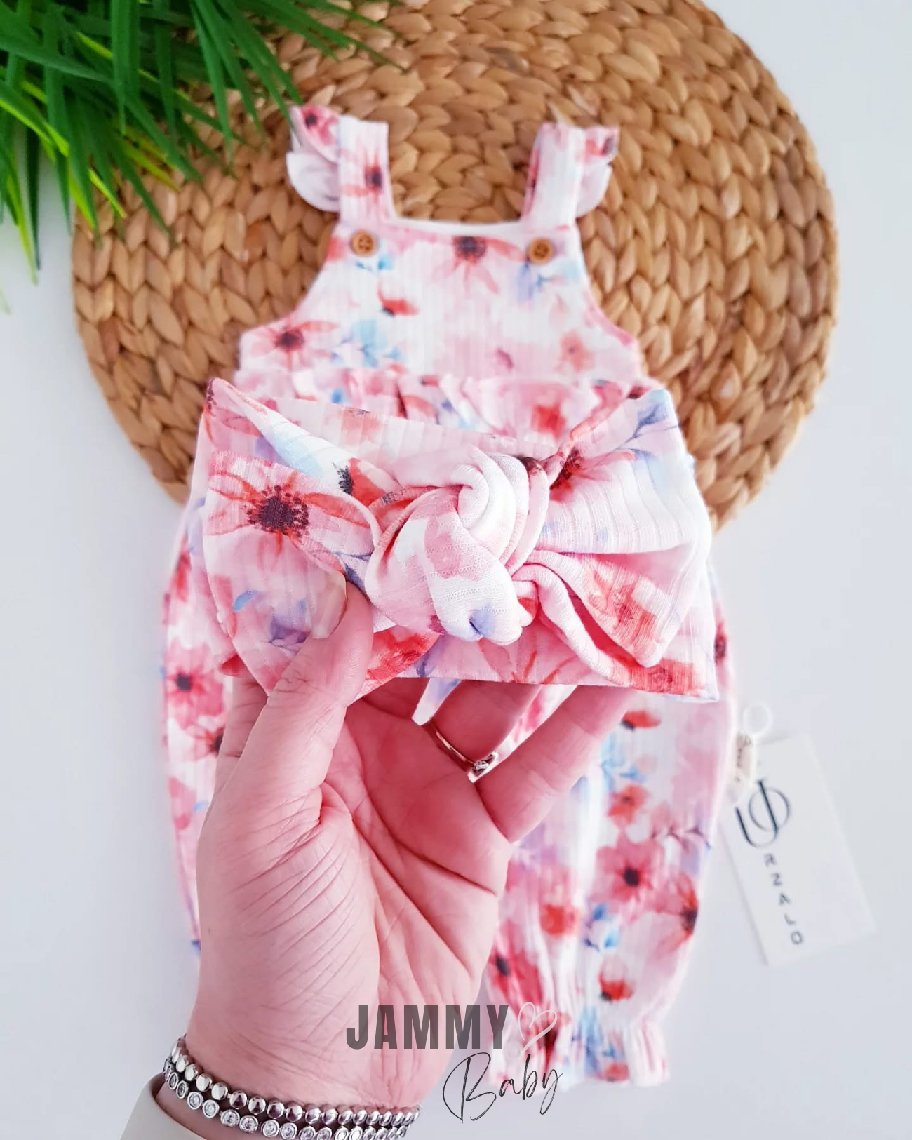 Fiore Bloemenprint Camisole Bandana Jumpsuit Set-ECRU