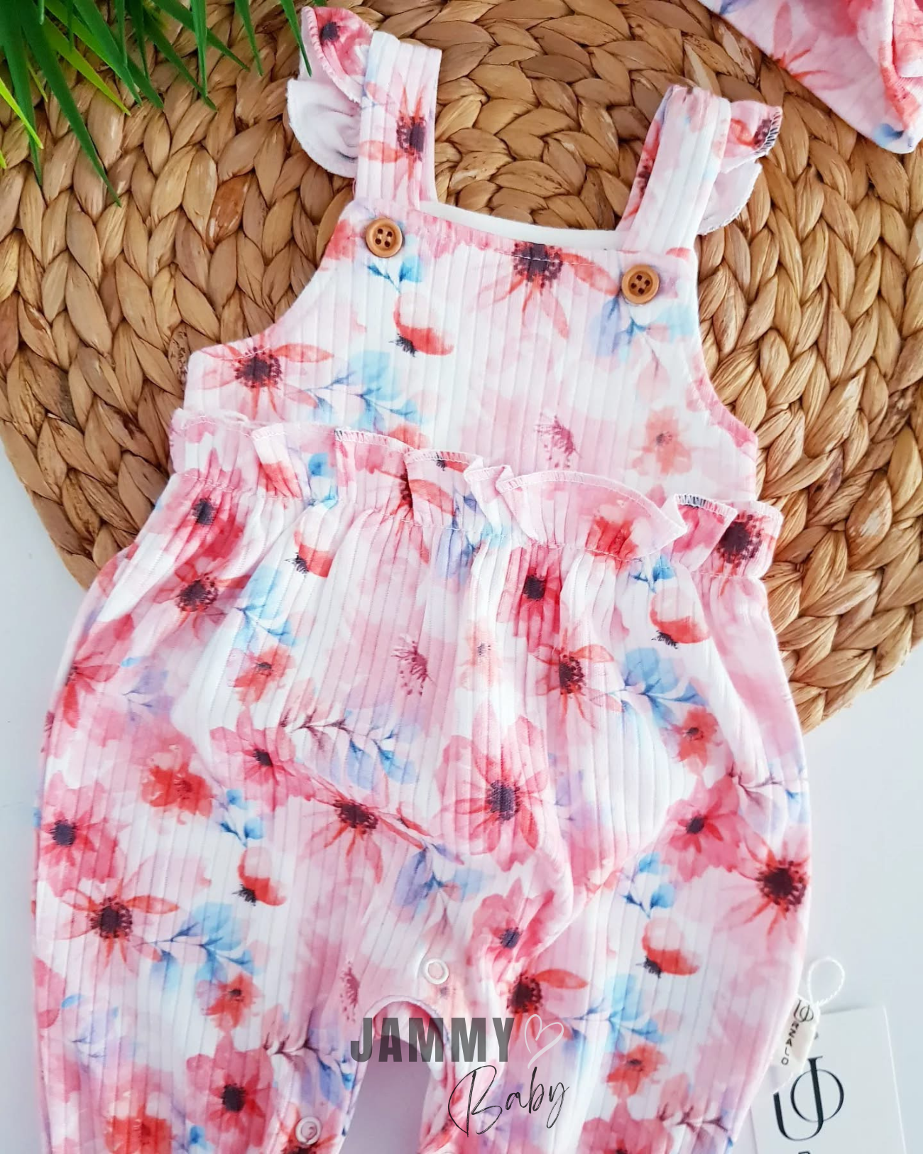 Fiore Bloemenprint Camisole Bandana Jumpsuit Set-ECRU