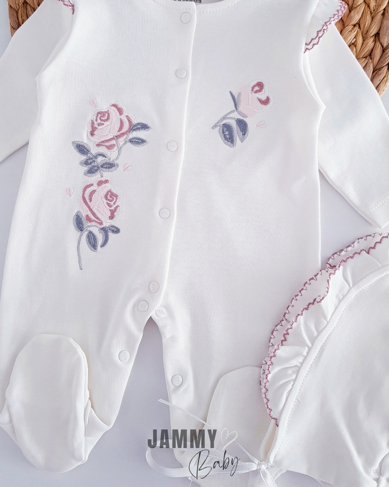 Ruffled Şapka Tulum Takımı-ECRU