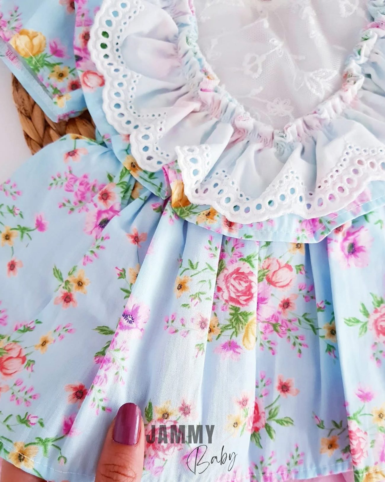 Gabrielle Floral Lace Boyunduruk Elbise-BEBE MAVİSİ