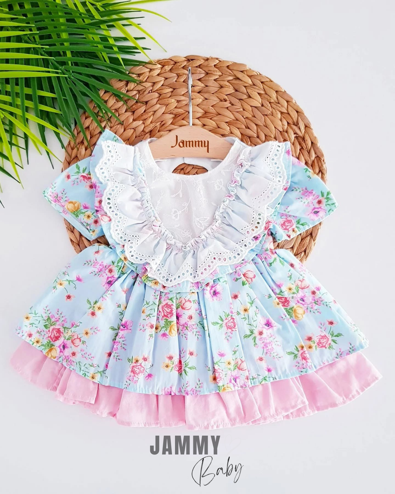 Gabrielle Floral Lace Boyunduruk Elbise-BEBE MAVİSİ