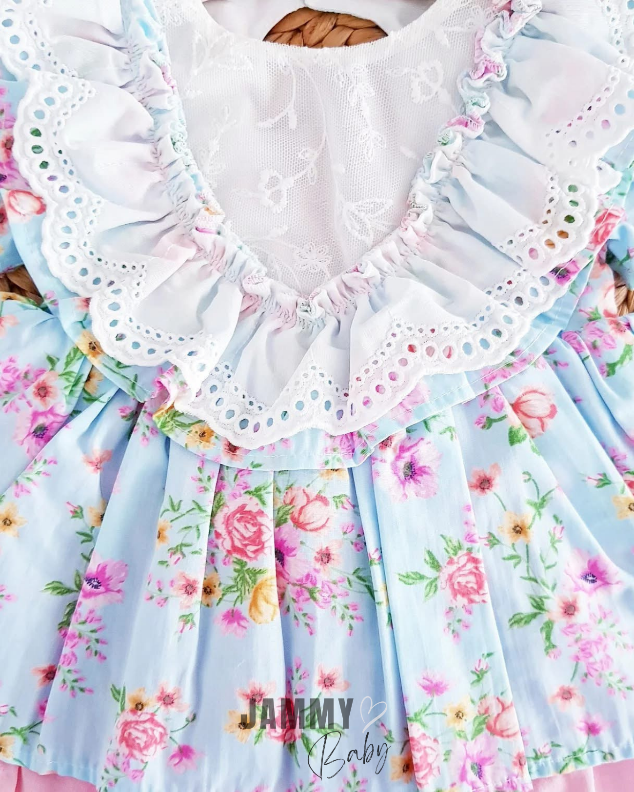 Gabrielle Floral Lace Boyunduruk Elbise-BEBE MAVİSİ