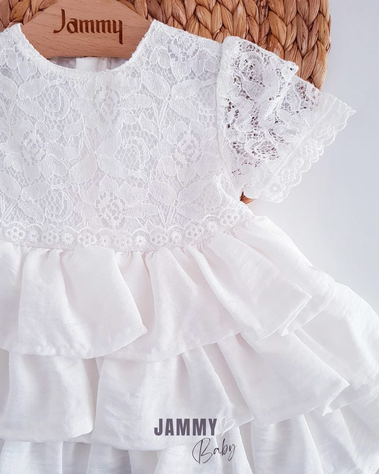 Gisella Layered Skirt Lace Detailed Dress-WHITE
