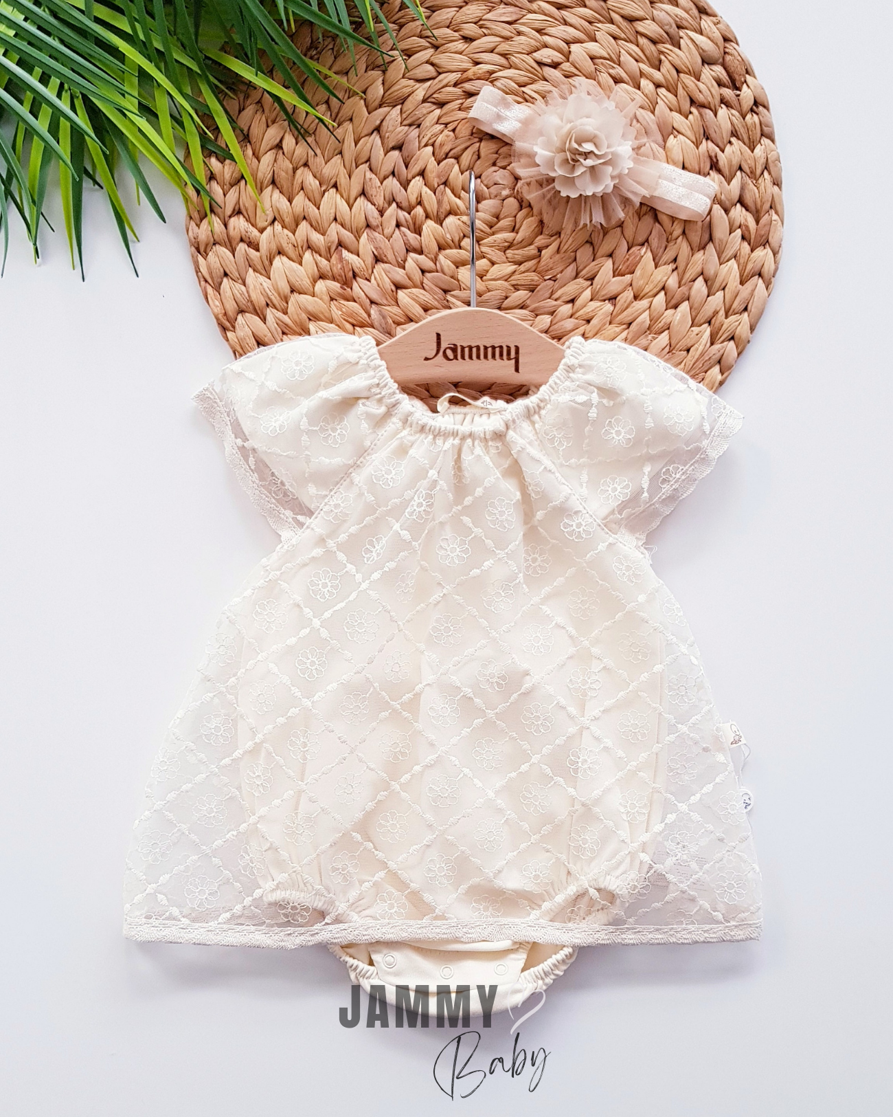 Gipür Elbise Detaylı Bodysuit Elbise Takımı-NATURAL