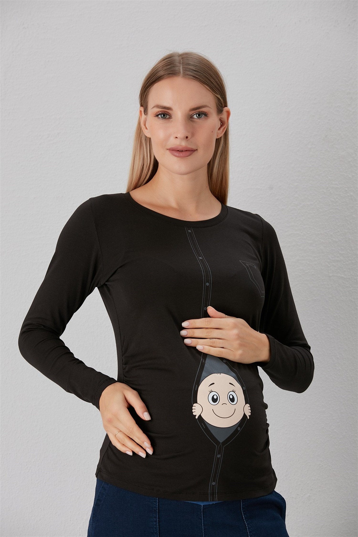 Babyshirt uit vest - ZWART