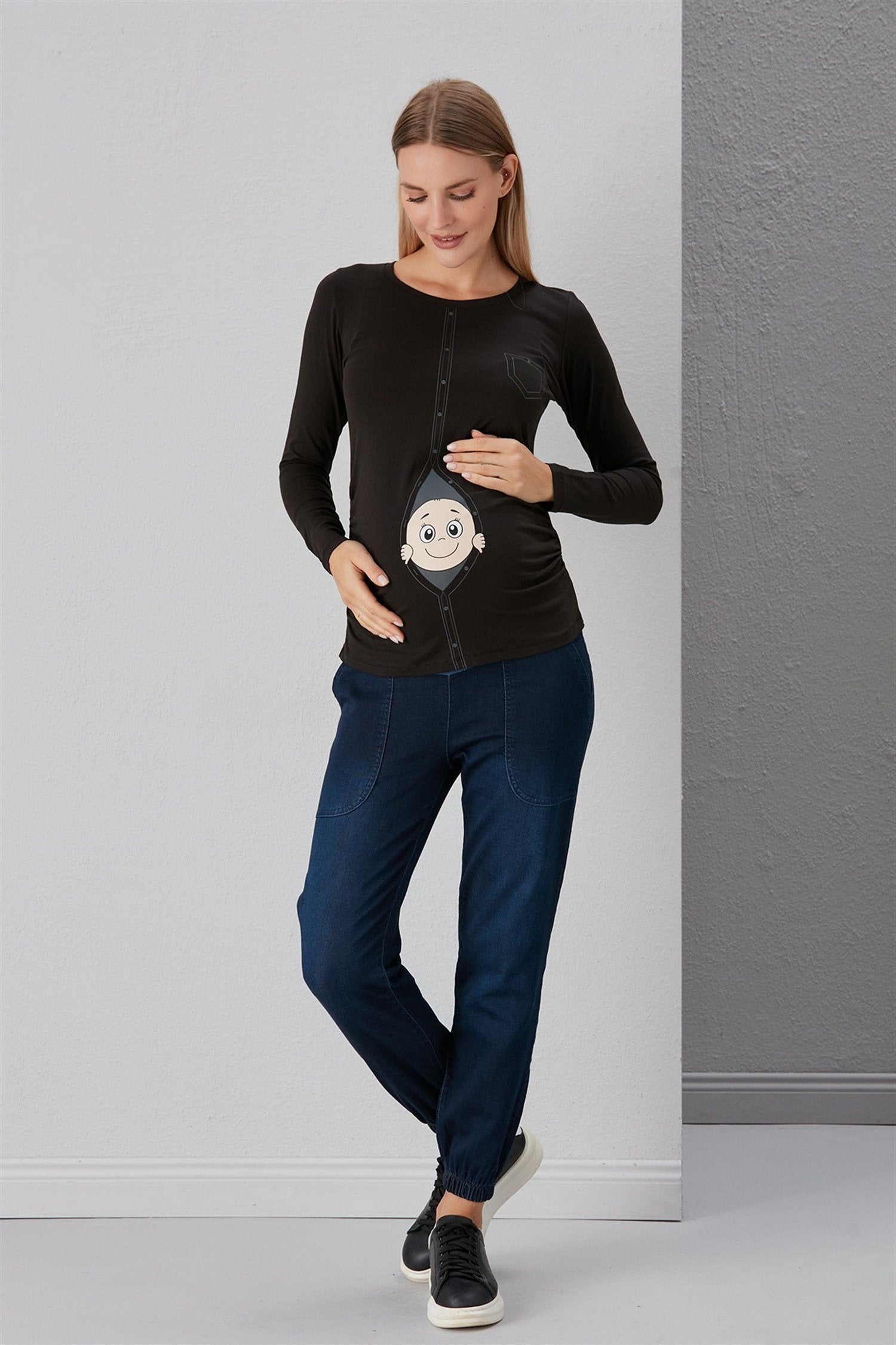 Babyshirt uit vest - ZWART