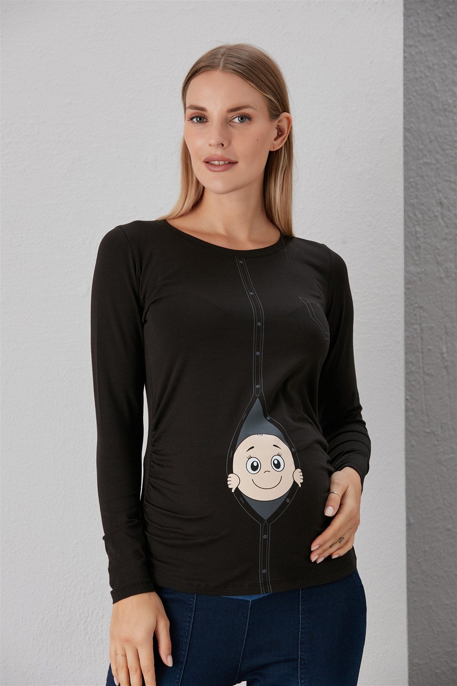 Babyshirt uit vest - ZWART