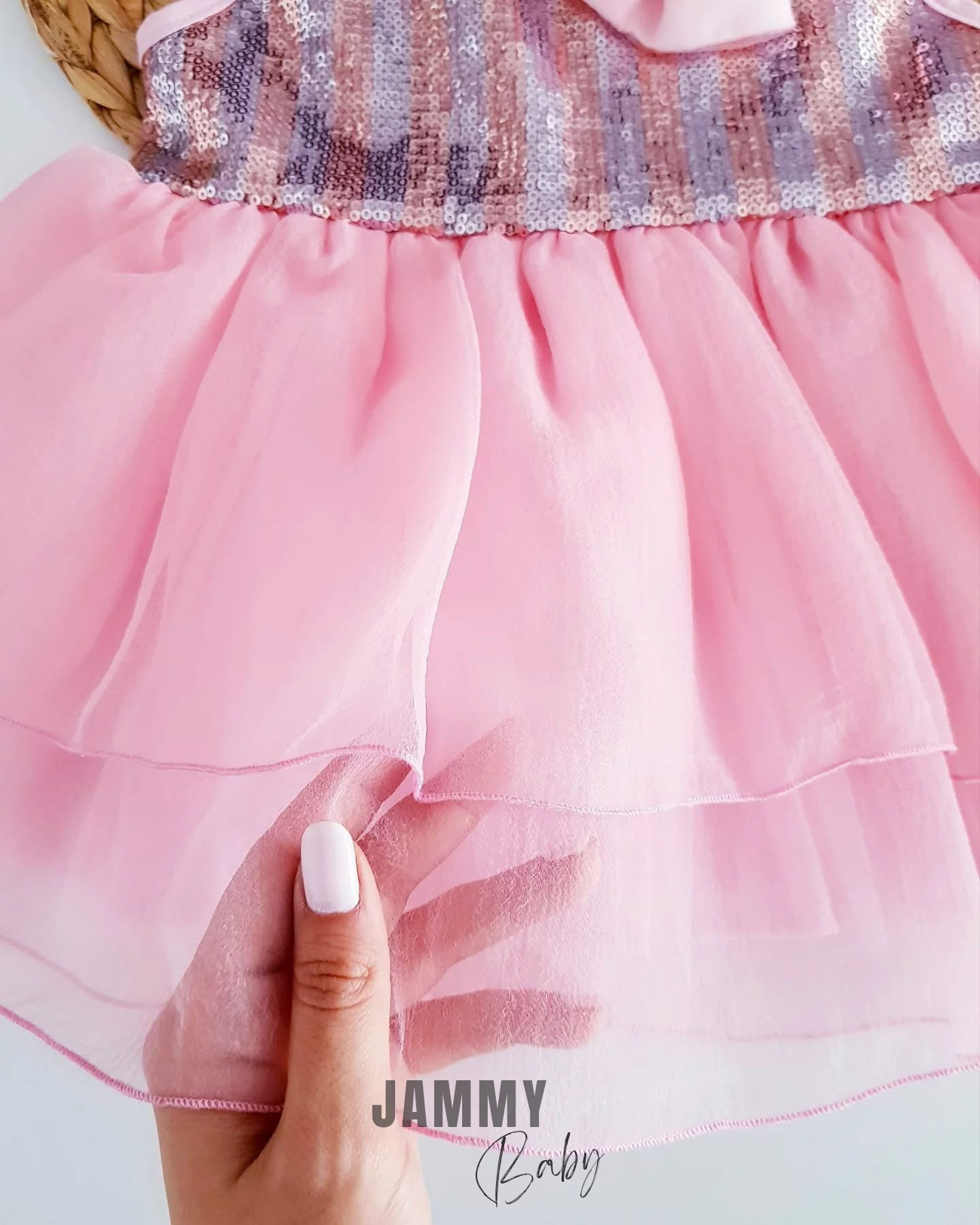 Holyse Payetli Tutu Elbise-PEMBE