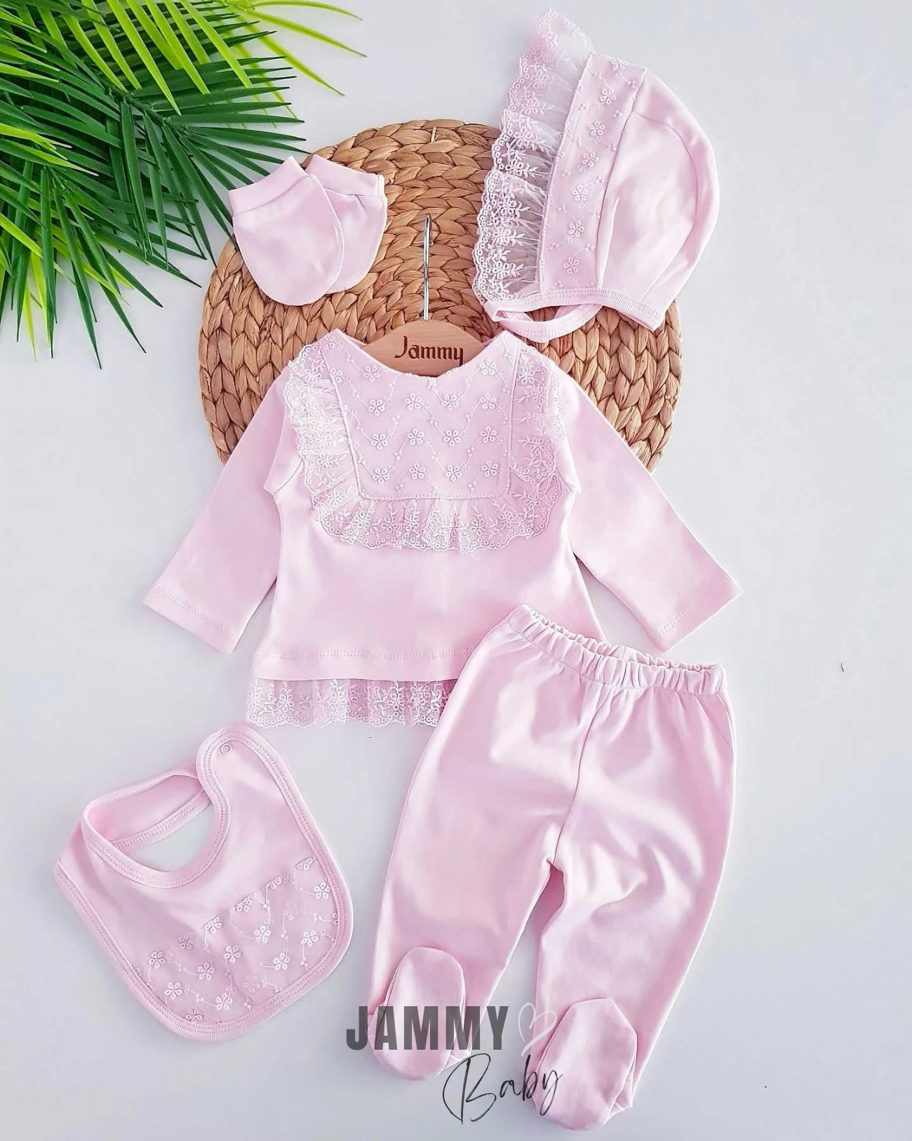 Jenny 5-teiliges Neugeborenen-Set - PINK