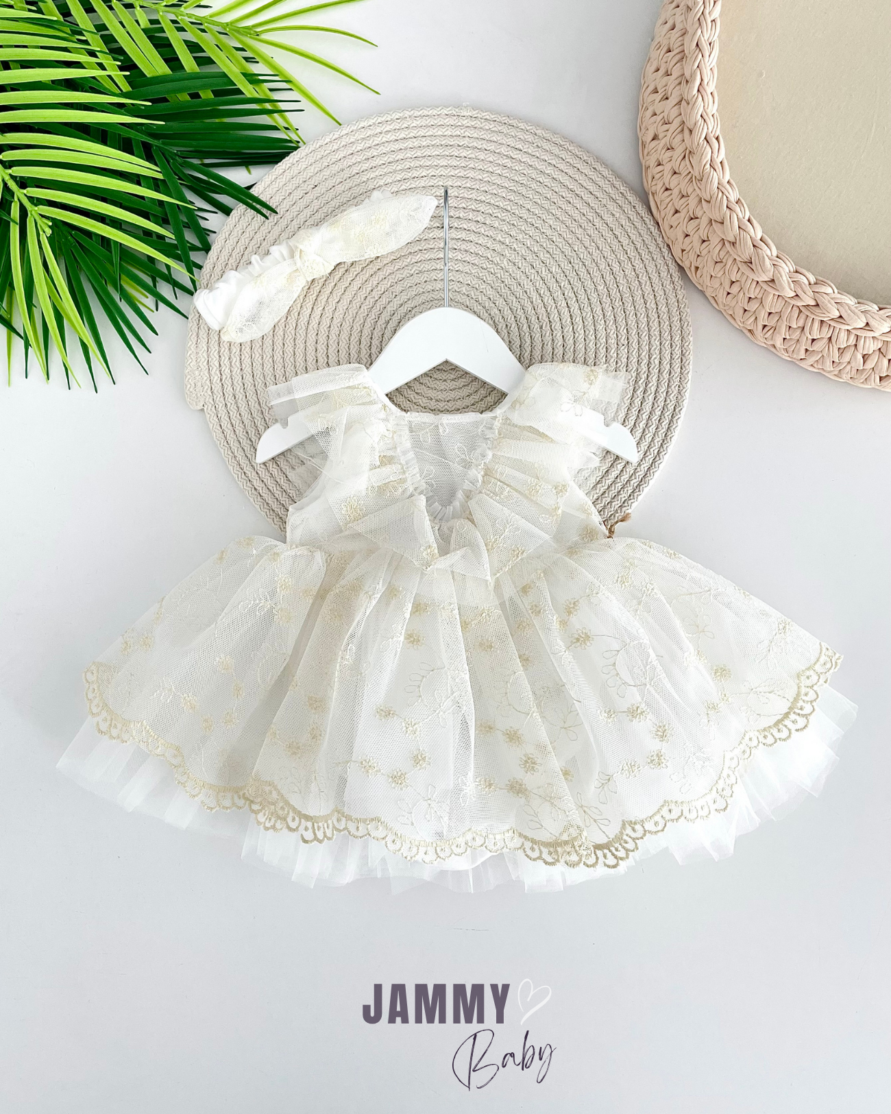 Juliet Tulle Back Tie Bodysuit Dress-CREAM