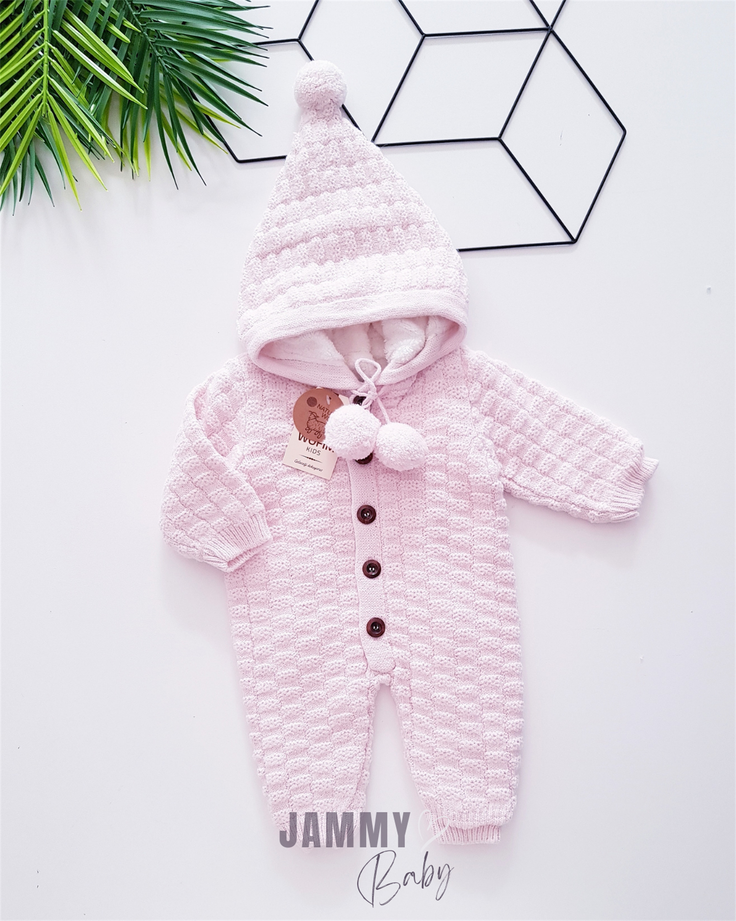 Combinaison Tricot Welsoft à Motif de Sucre Découpé-ROSE DOUX