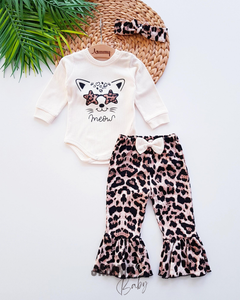 Leopard Cat Spaanse Bandana Set-BEIGE