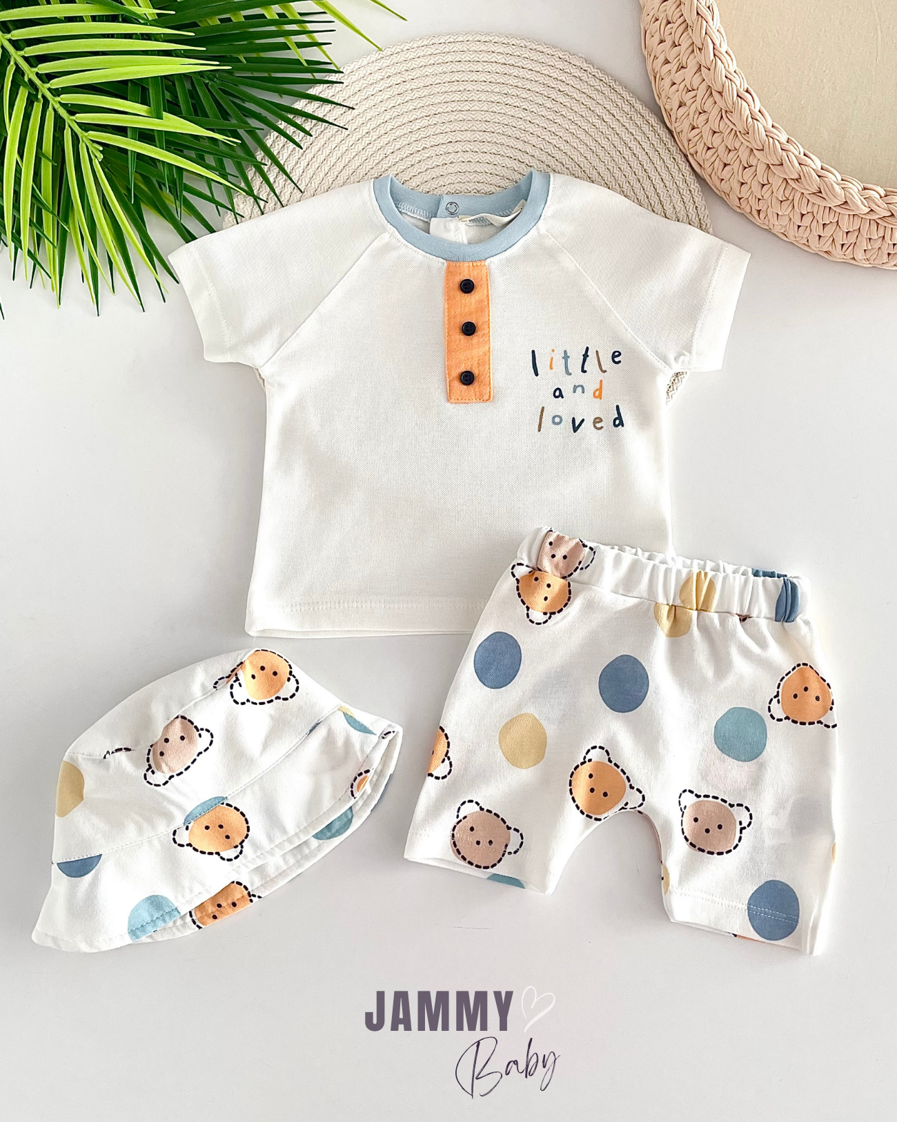 Little and Loved Bağlamalı Şapkalı Şortlu Takım - ECRU
