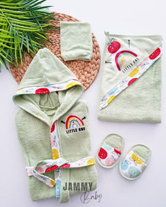Little One Unisex 4 Parça Bornoz Seti-YEŞİL