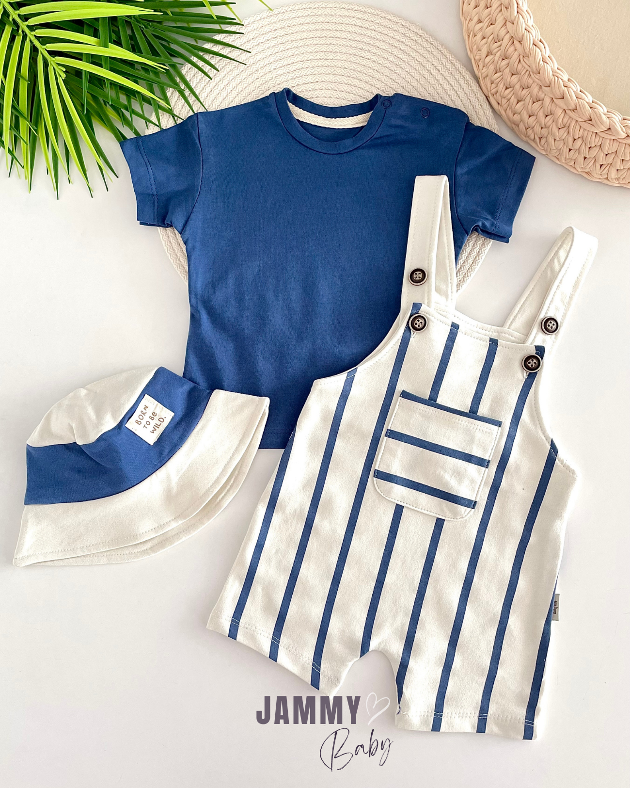 Ensemble salopette/body rayé Luke-BLEU MARINE