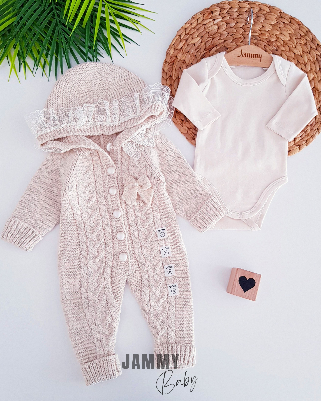 Lüks Koleksiyon Dantel Örme Yün Kozmonot ve Body Takımı-BEIGE