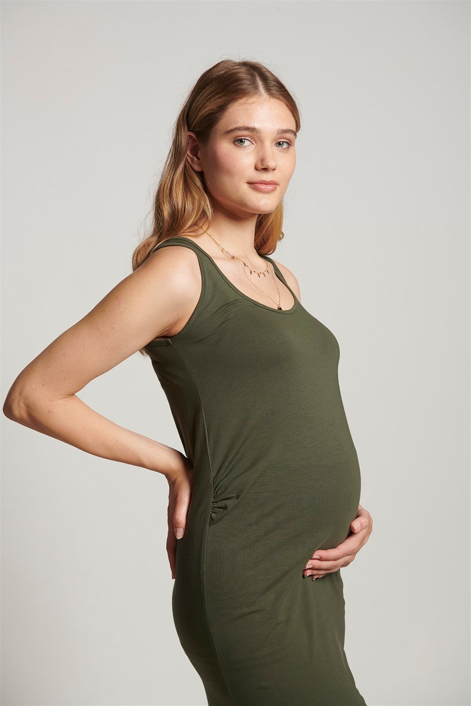 Michelle Zwangerschapsjurk - KHAKI