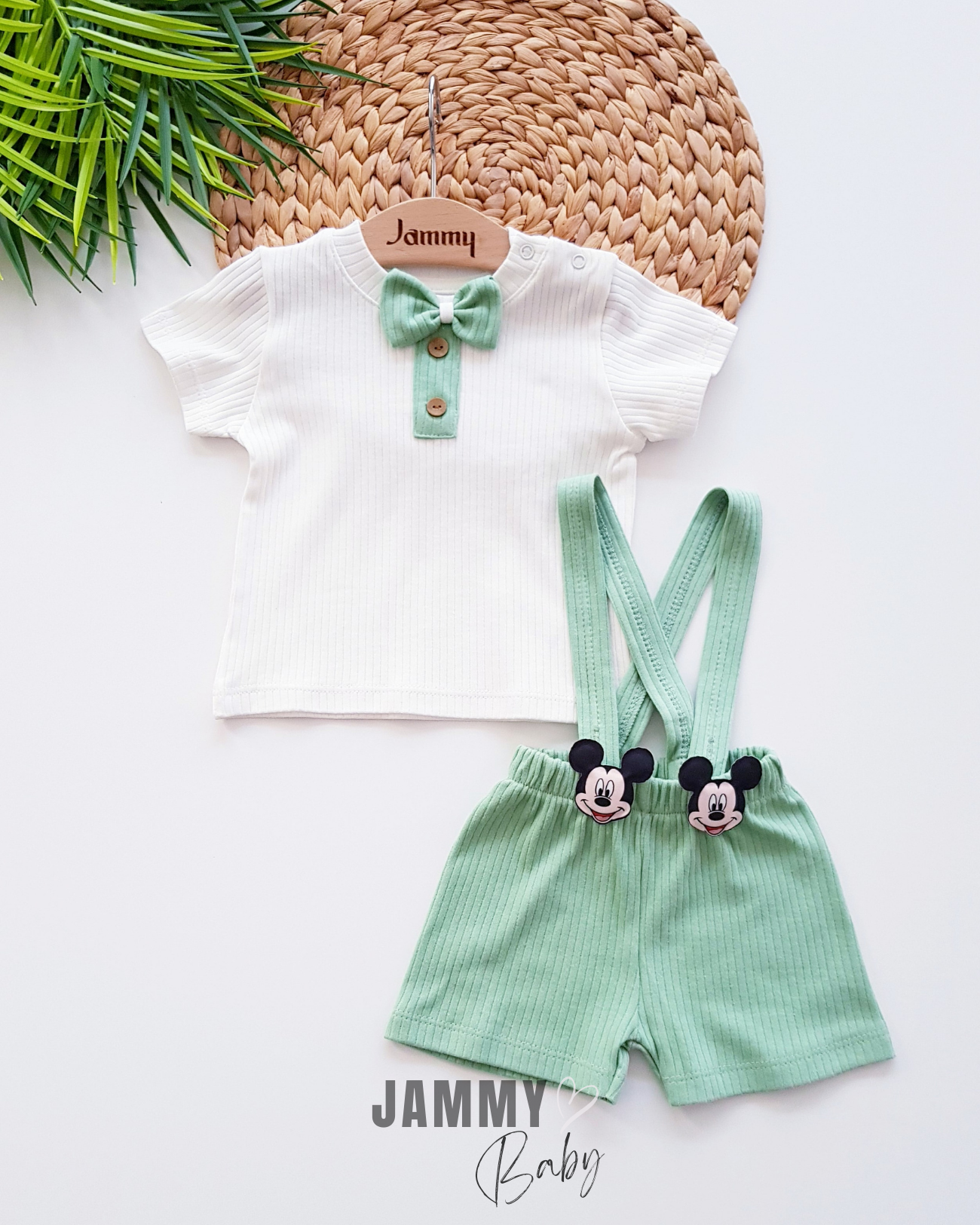 Mickey Camisole Şort Salopette & Body Set-YEŞİL