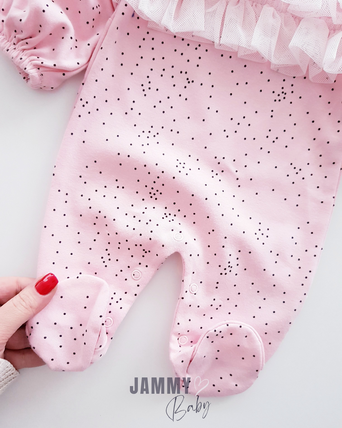 Ensemble Combinaison Chapeau Laura Petits Pois-ROSE