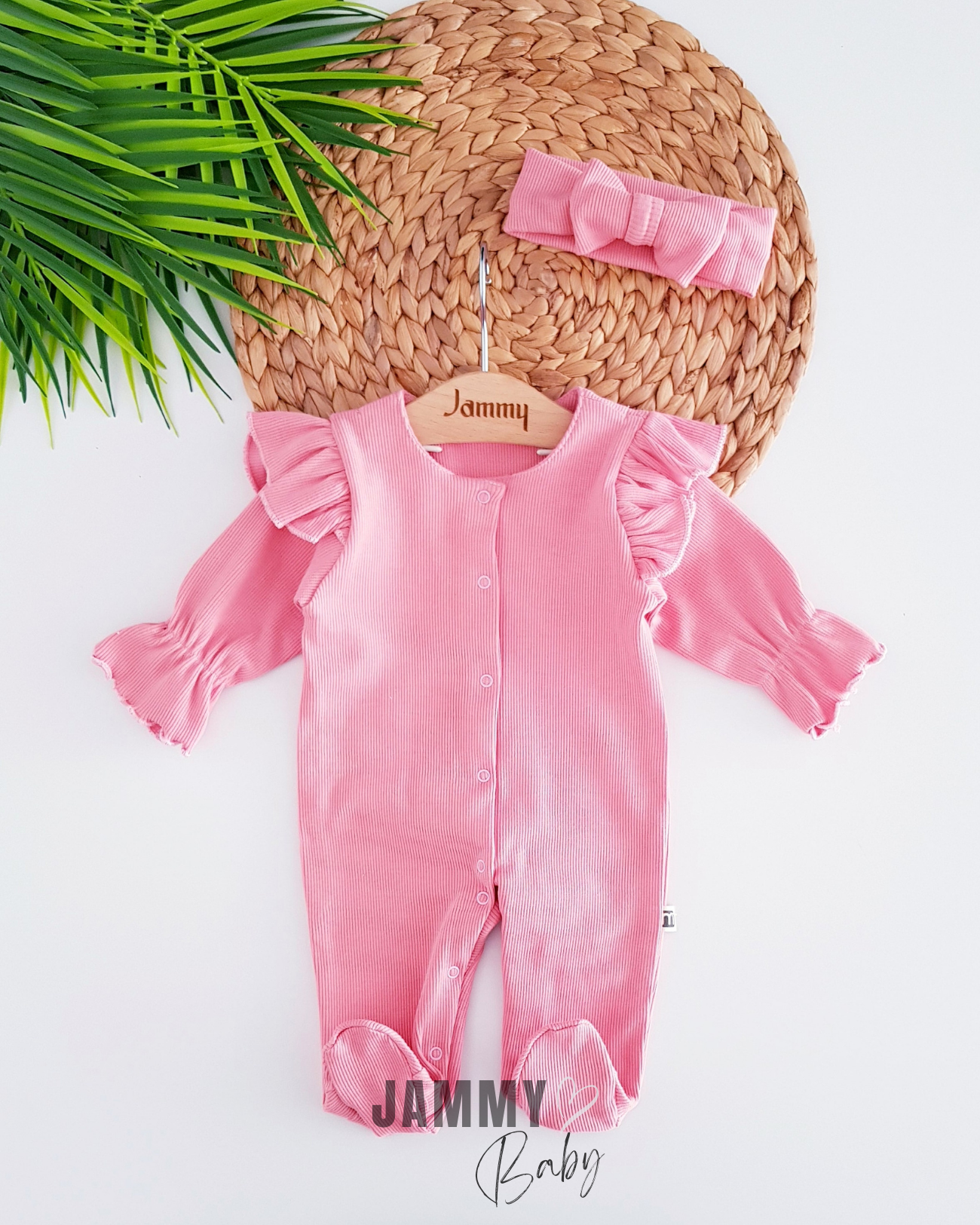 Mirabel Camisole Shoulder Ruffle Bandana Jumpsuit Set-POWDER PINK