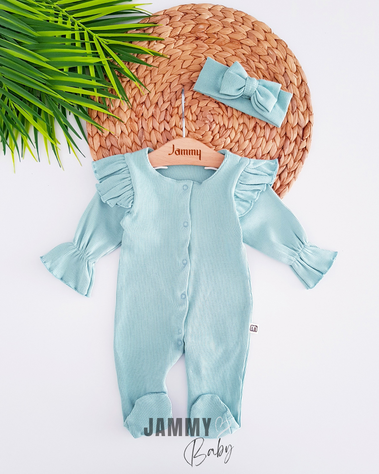 Mirabel Camisole Shoulder Ruffle Bandana Jumpsuit Set - CROWN GREEN