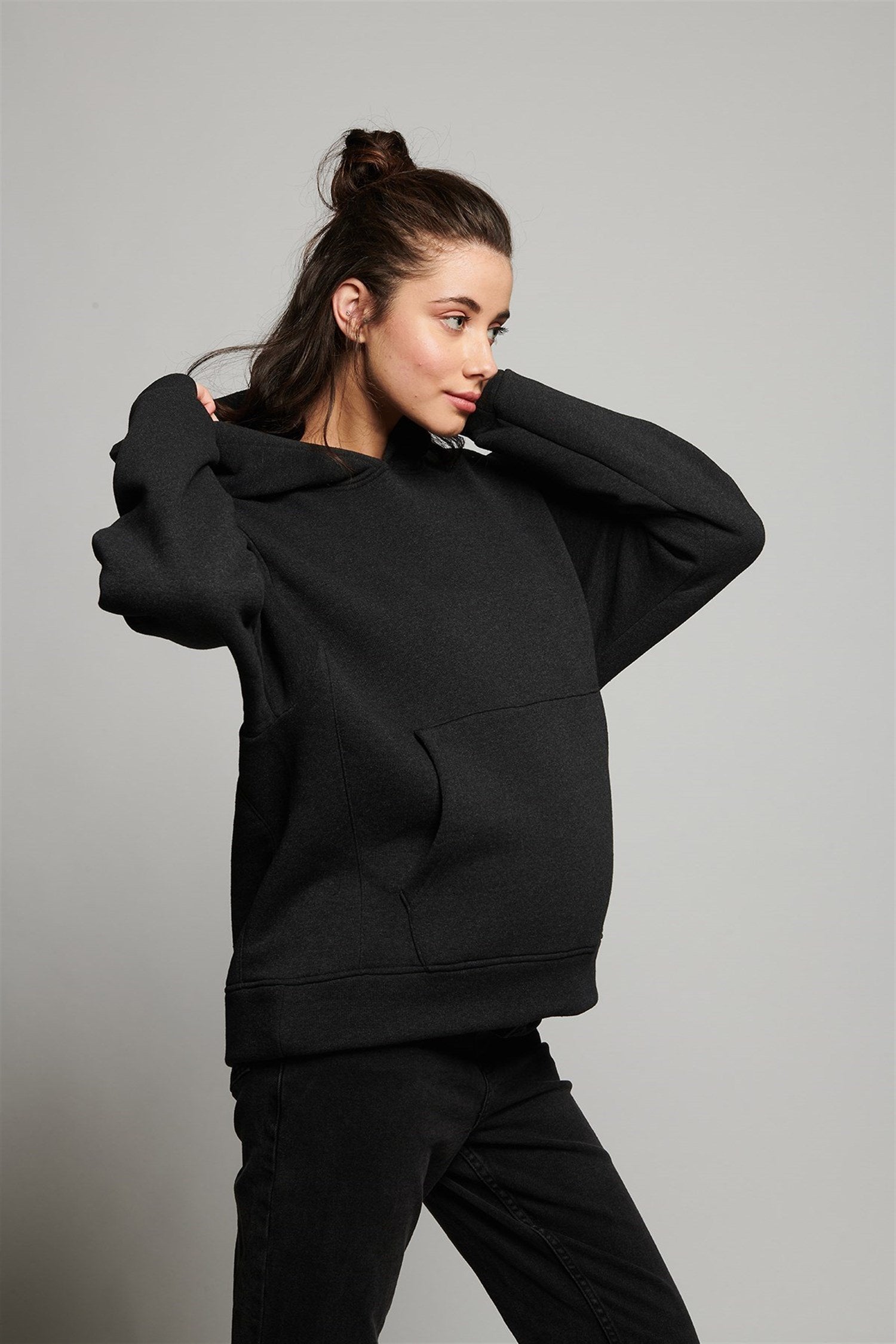 Nadia Zwangerschapssweatshirt met capuchon - ANTRACIET