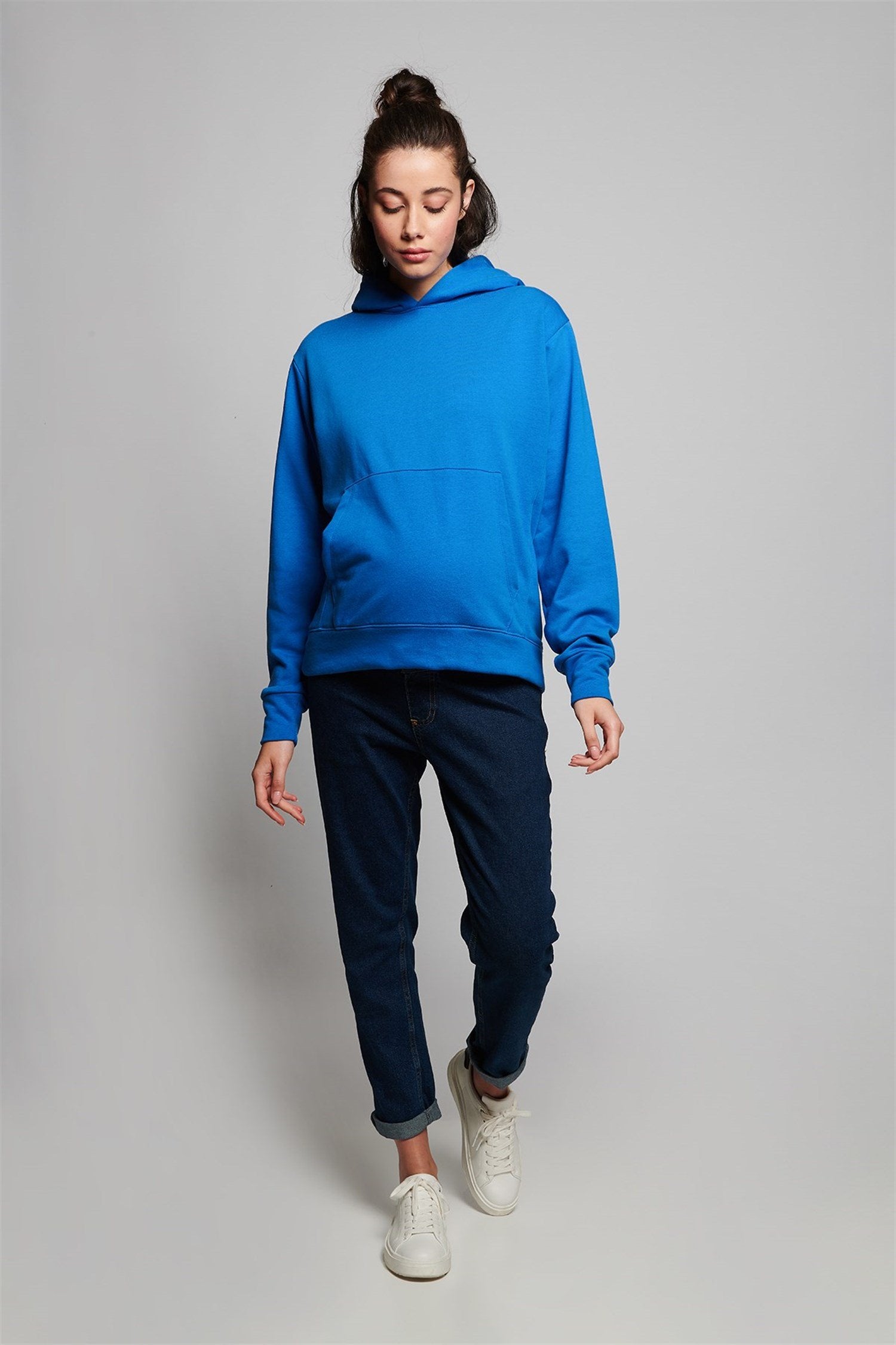 Nadia Zwangerschapssweatshirt met capuchon - BLAUW