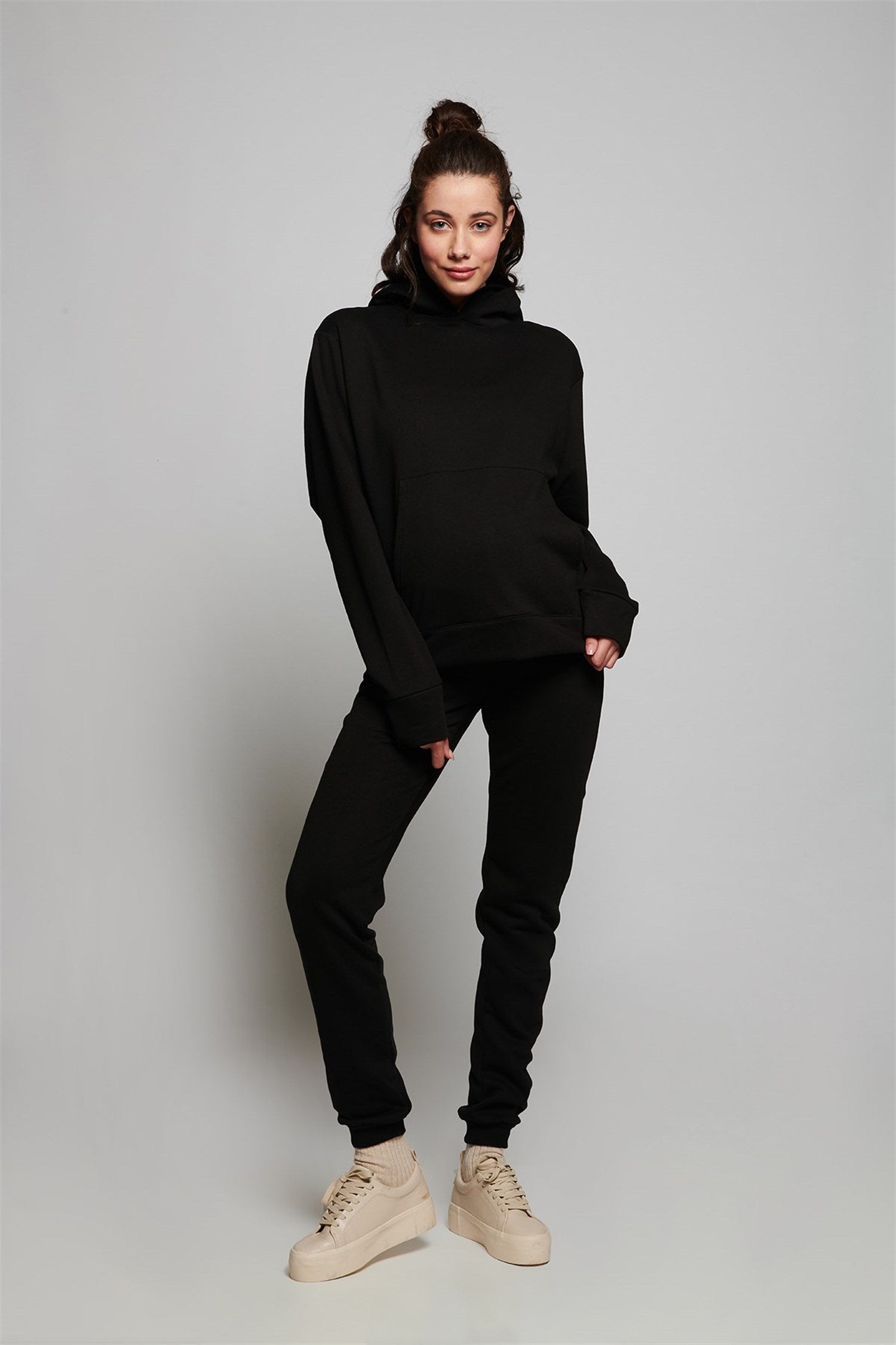 Nadia Zwangerschapssweatshirt met capuchon - ZWART