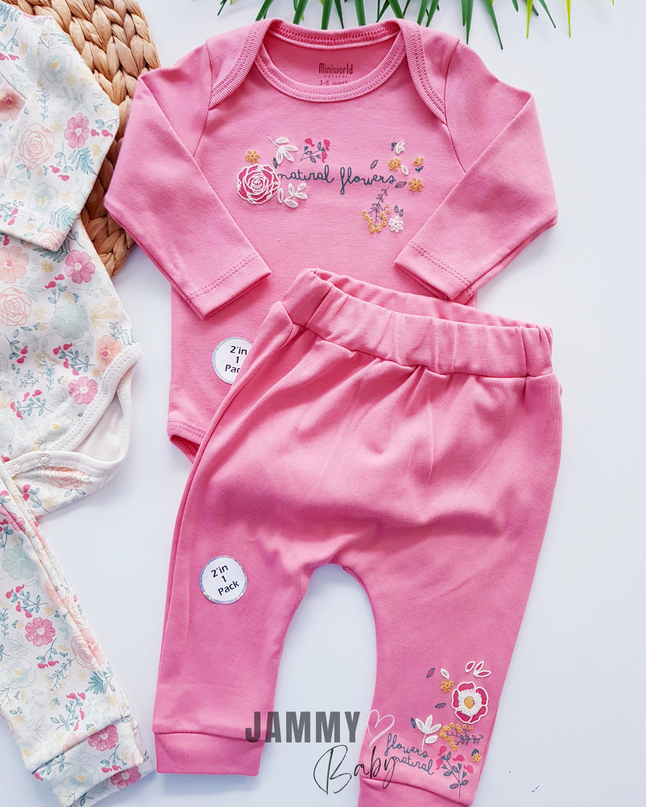 Natural Flowers 2 Body & 2 Pantolon Takımı-DRY ROSE