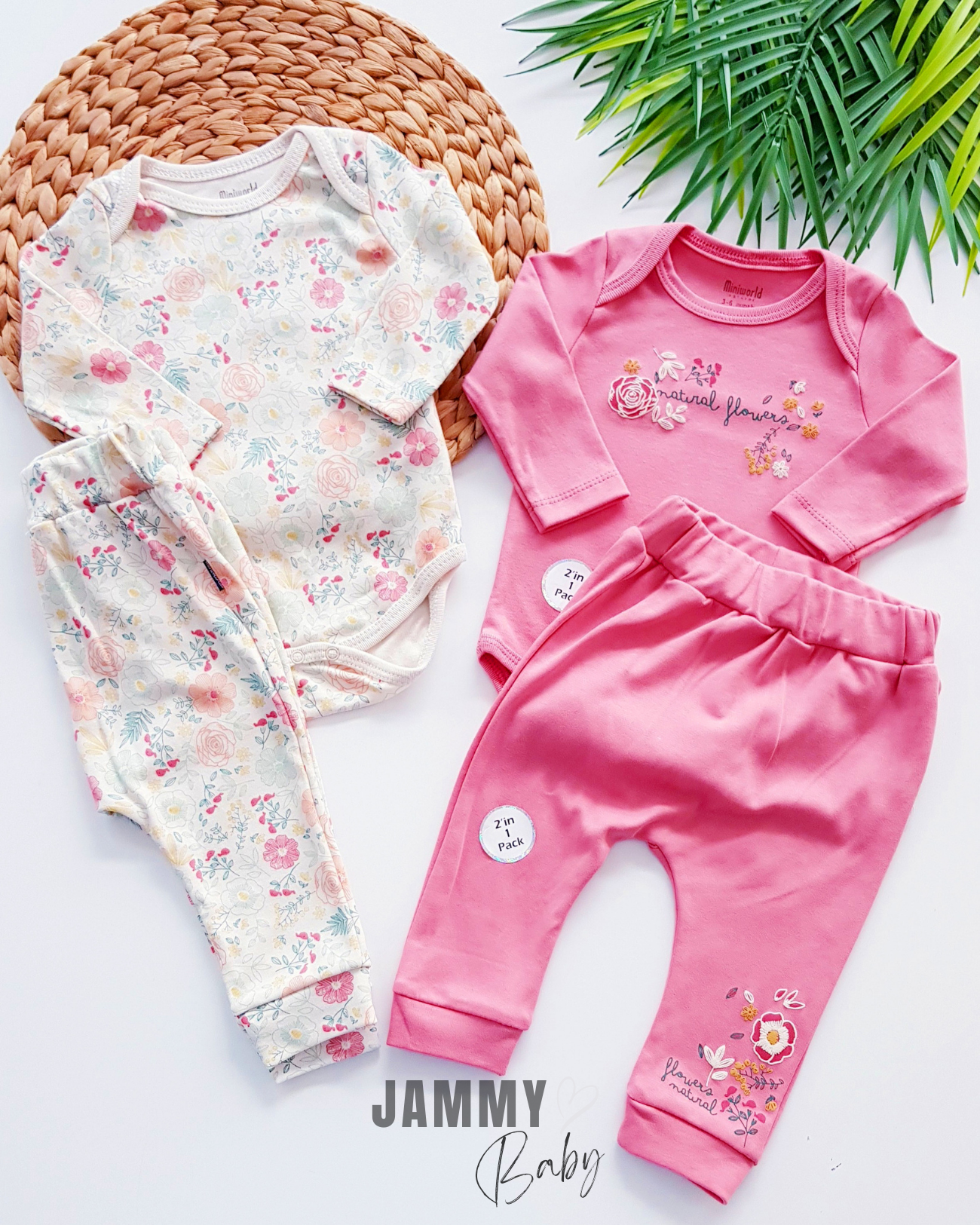 Natural Flowers 2 Body & 2 Pantolon Takımı-DRY ROSE