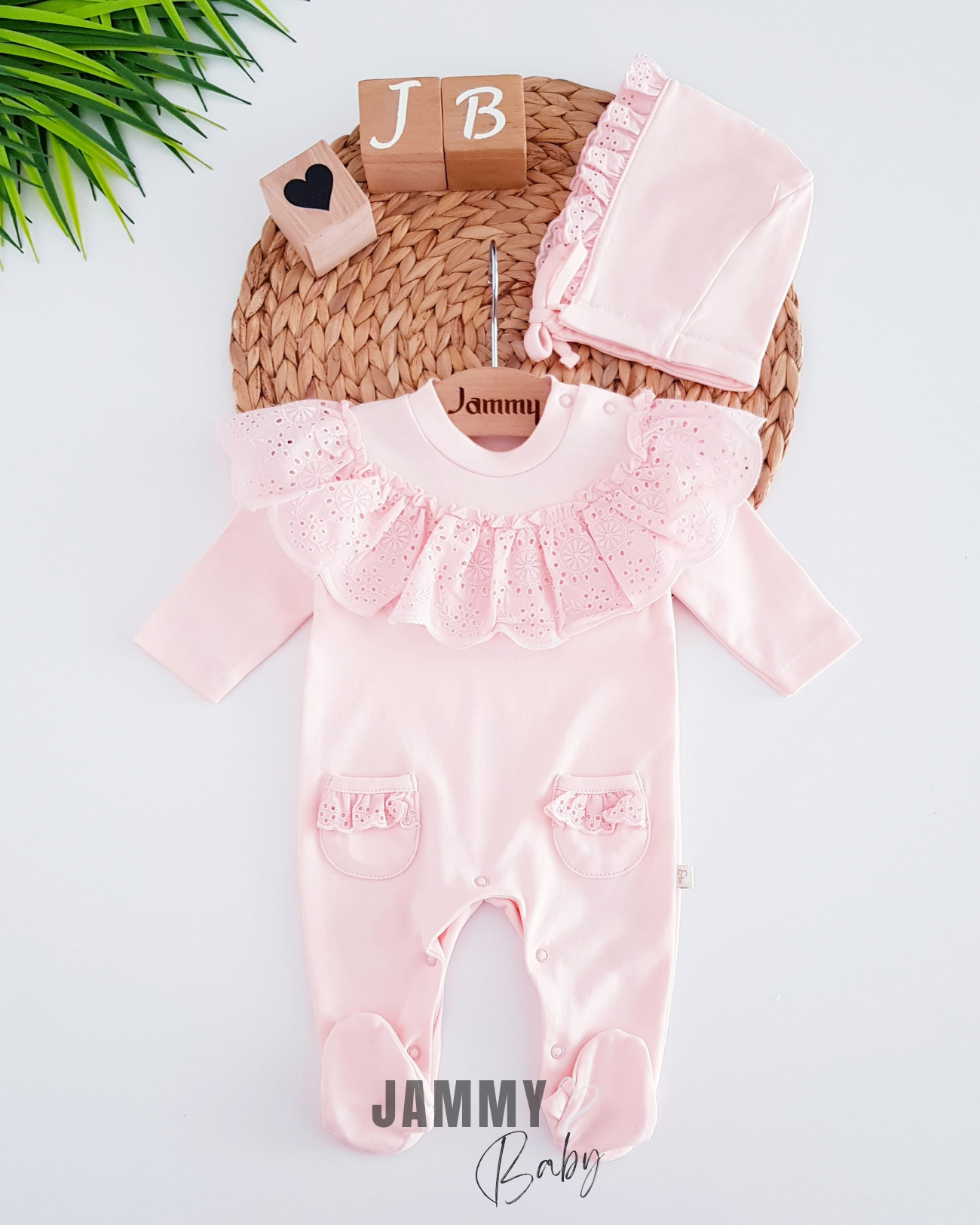 Perry Robed Brodeli Laura Hat Jumpsuit Set-SALMON